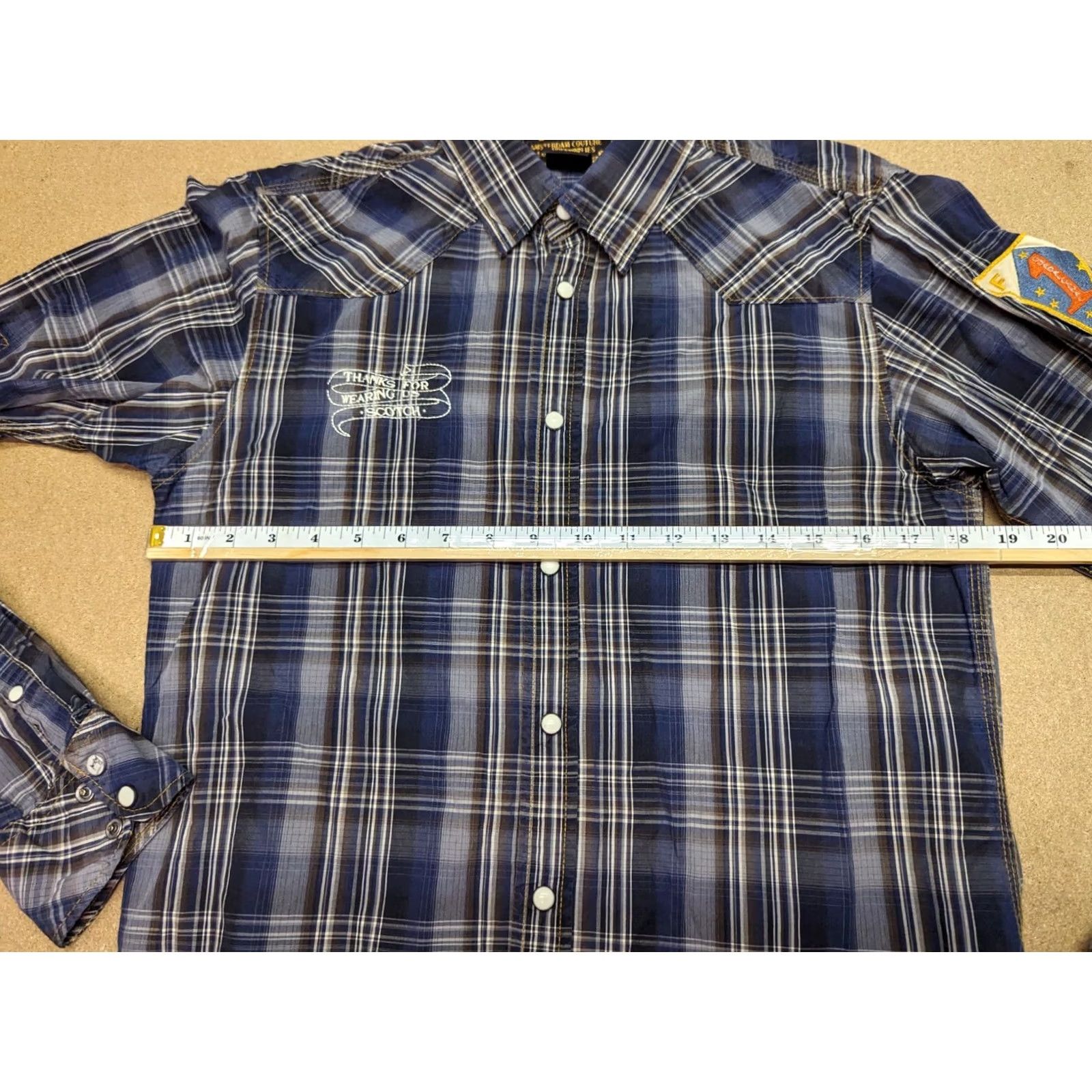 Scotch & Soda Scotch & Soda Shirt Mens M Green Plaid Western Snap Patches Eat Dirt Button Up Size US M / EU 48-50 / 2 - 2 Thumbnail