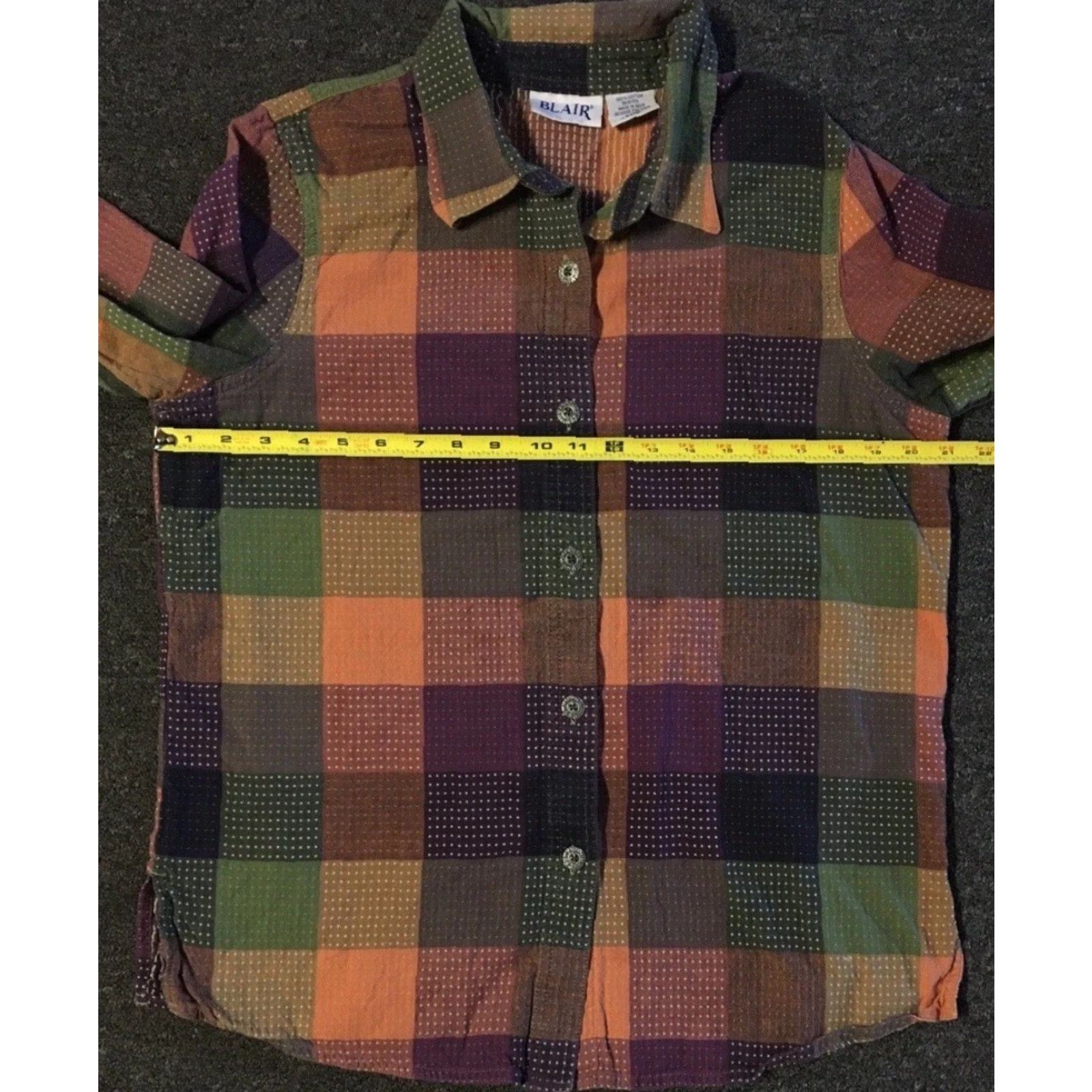 Vintage VINTAGE Abstract Patchwork Button Up Shirt M Women's Striped Long Sleeve Cotton Orange Size M / US 6-8 / IT 42-44 - 5 Thumbnail