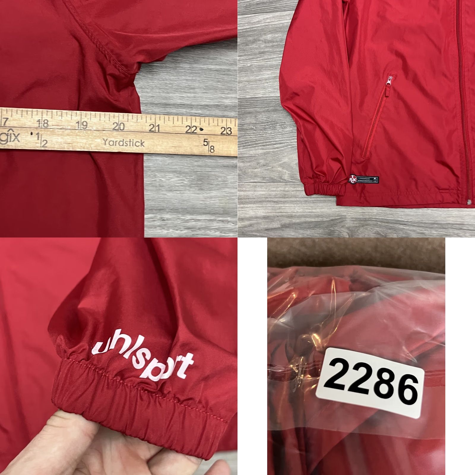 Vintage Uhlsport Rain Jacket Adult S Red Full Zip Windbreaker Jacket Men Regular Hooded Rain Coat Outdoor Fall Winter Weather Size US S / EU 44-46 / 1 - 8 Thumbnail