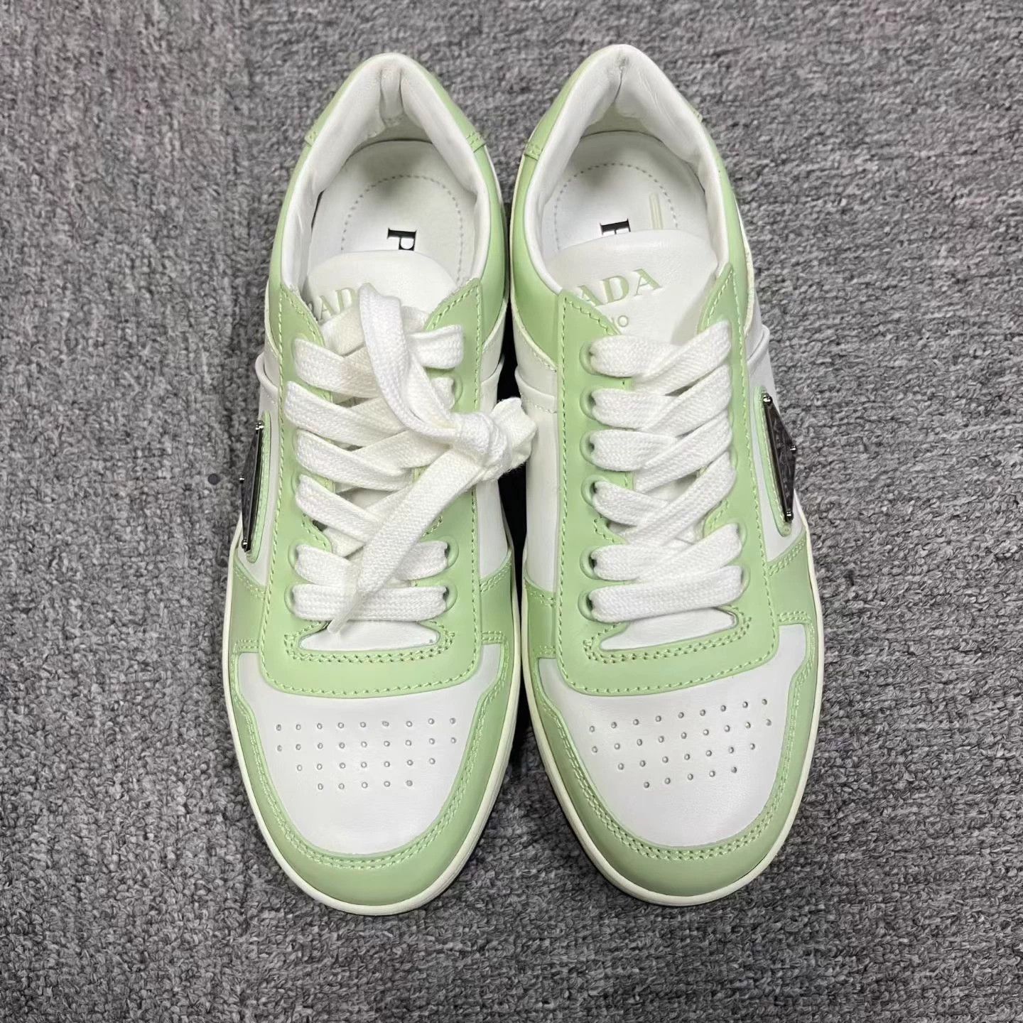 Prada Prada Green Leather Low-Top Sneakers 35.5 New Size US 4.5 / IT 34.5 - 2 Thumbnail