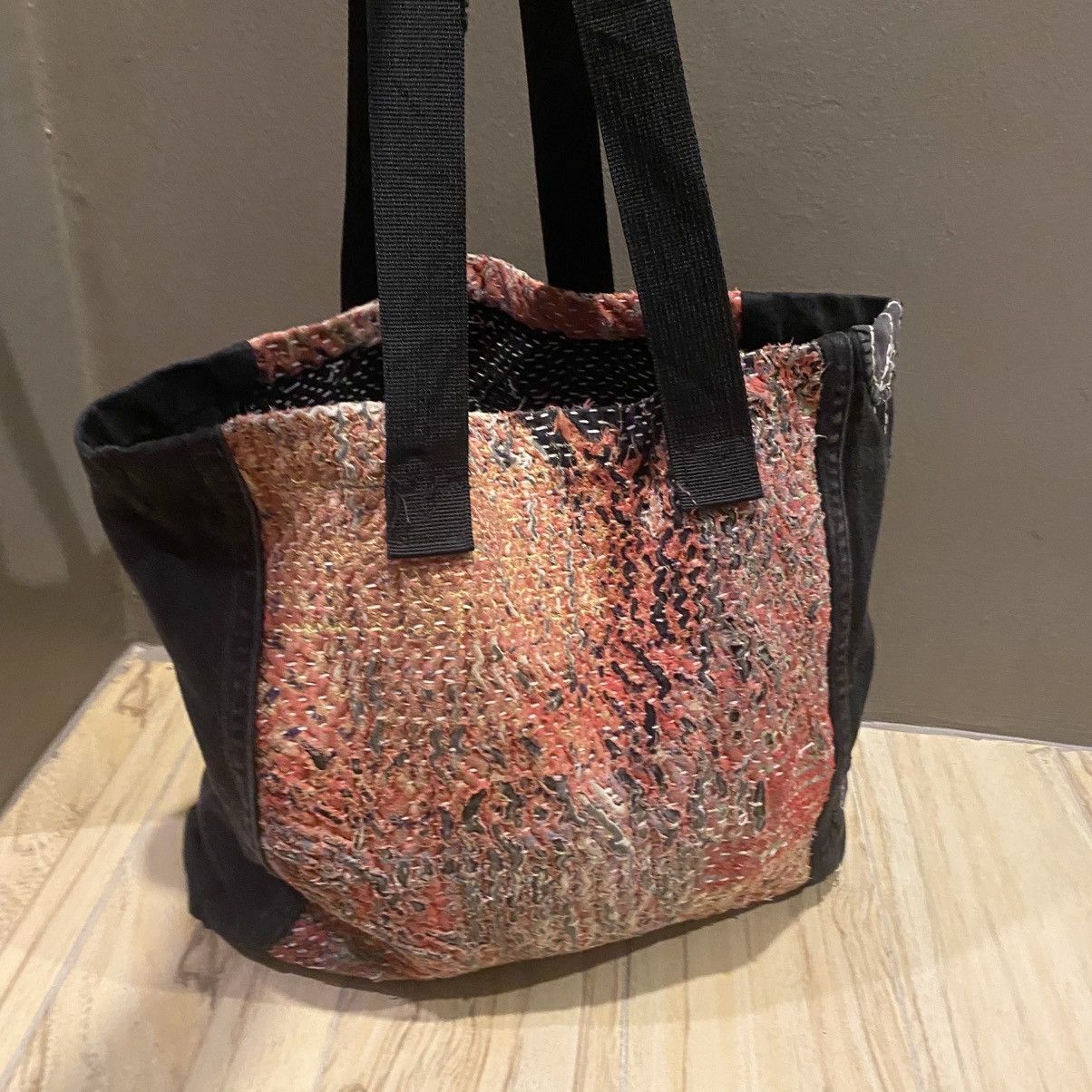 Handmade 1/1 Handstitch Sashiko Boro Natural Distressed Tote Bag Size ONE SIZE - 8 Thumbnail