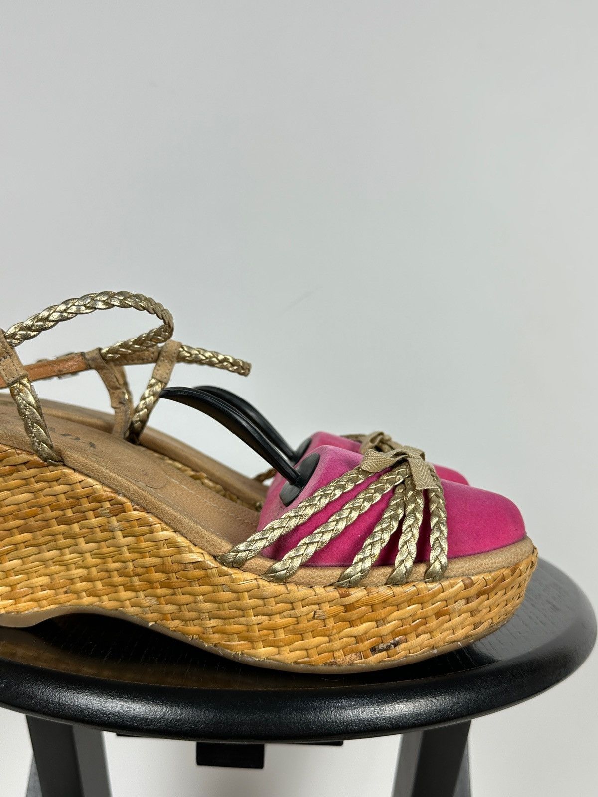 Prada Prada Braided Leather Woven Raffia Wedge Ankle Strap Sandals Size US 9.5 / IT 39.5 - 13 Thumbnail