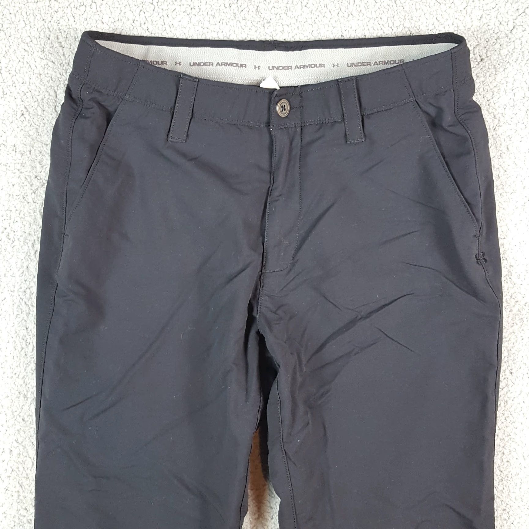 Under Armour VINTAGE Under Amour Athletic Pants Men's 32x32 Black Straight Leg Lightweight Stretch Casual Workwear 90s Y2K Tooling: Pockets, Zipper, Logo, Button Size US 32 / EU 48 - 2 Thumbnail