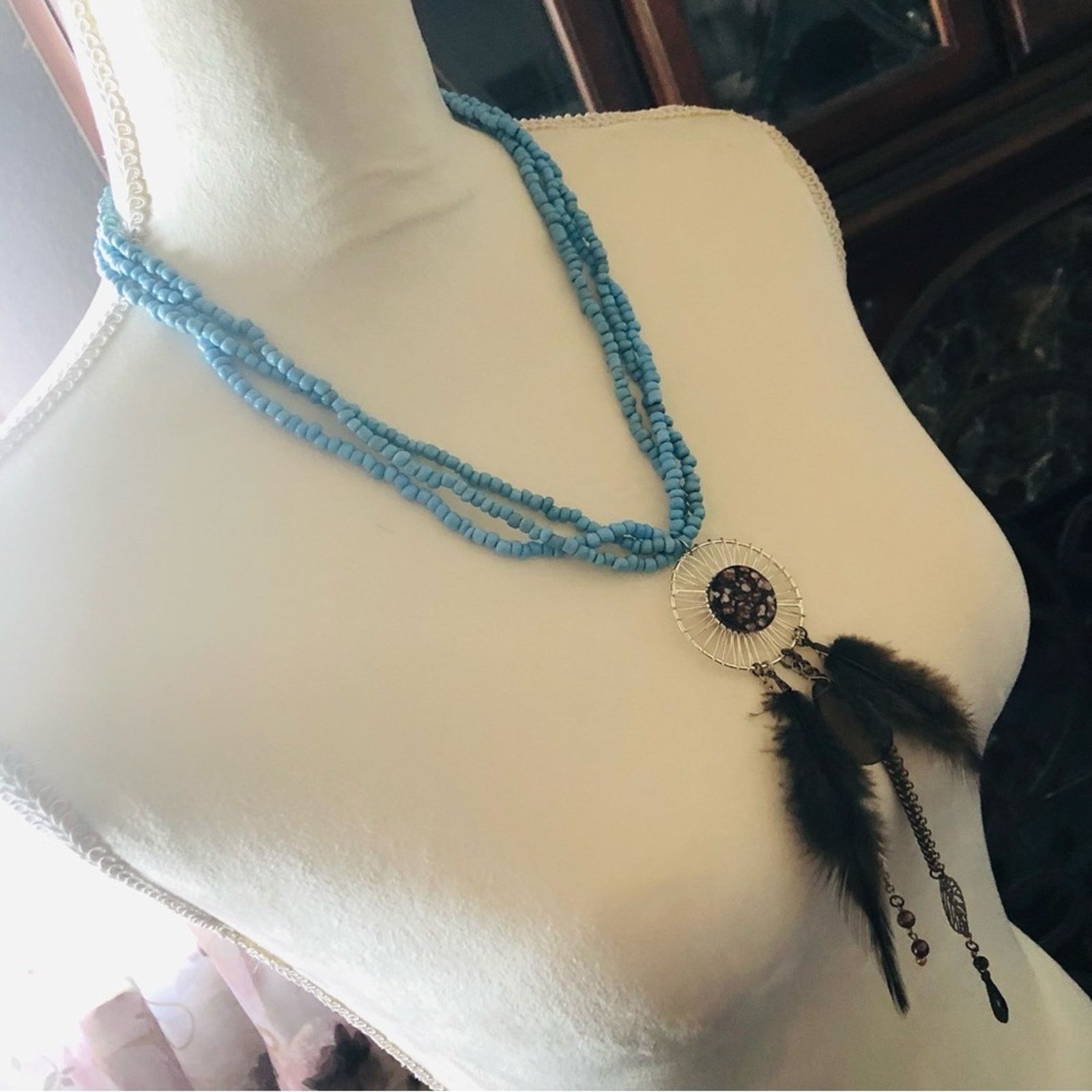 Handmade Handcrafted howlite southwestern medallion necklace Size ONE SIZE - 3 Thumbnail