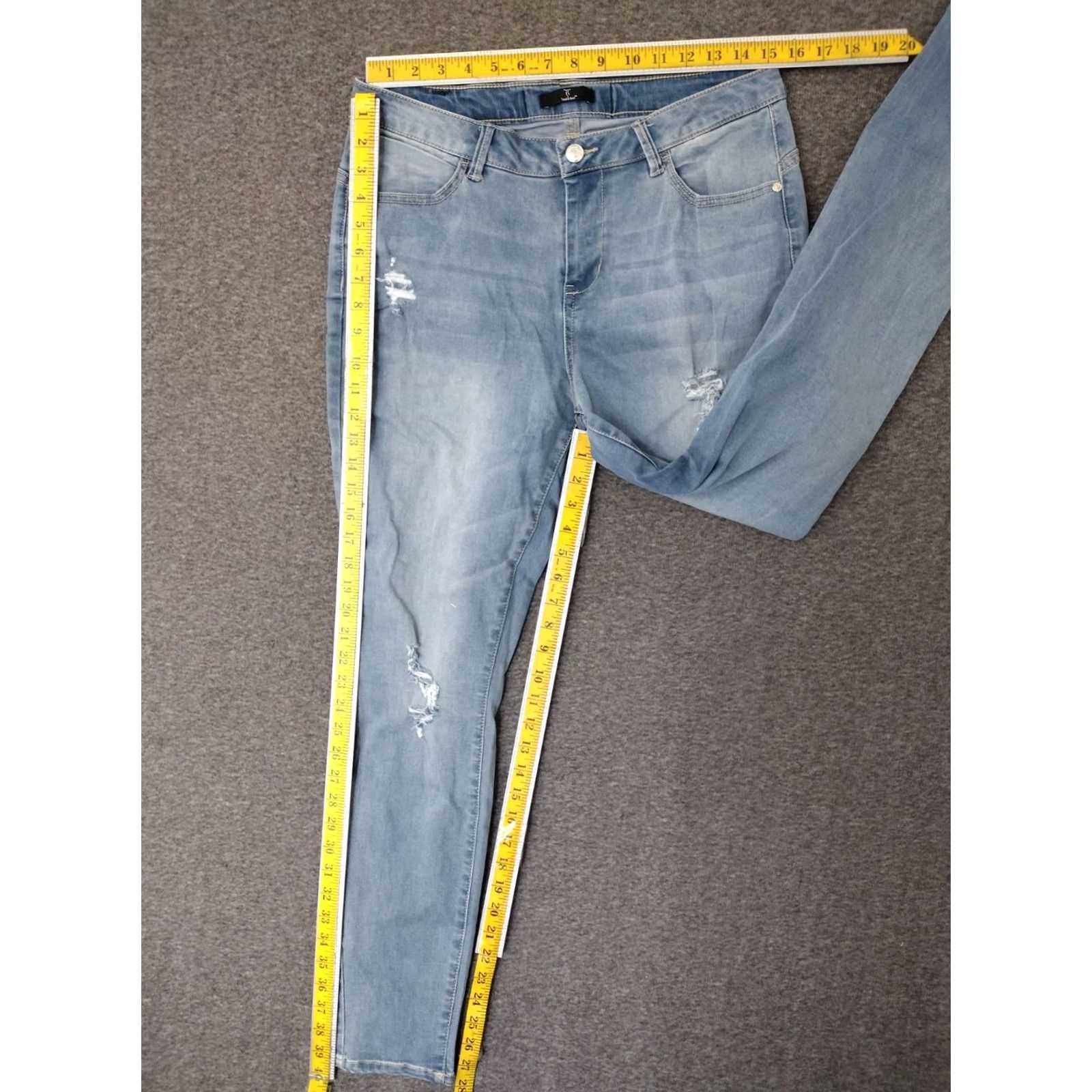 Vintage Trend & Build Women's Skinny Jeans Size 34 Denim Blue 5-Pocket High Rise Distressed Regular Size 24" / US 00 / IT 34 - 4 Thumbnail