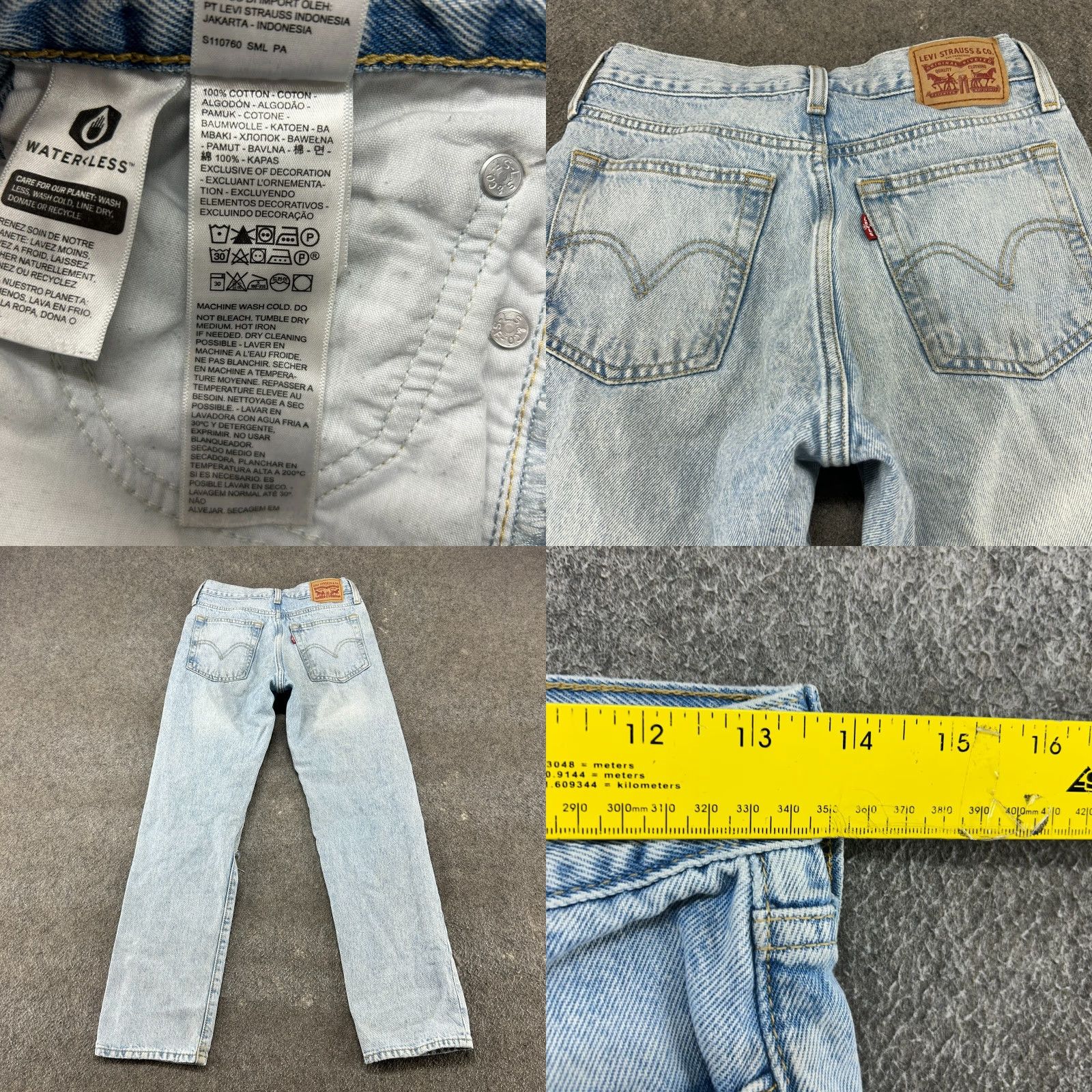 Levi's VINTAGE Levi's Wedgie Jeans Womens 25x28 Blue Straight Button Fly Light Wash Distressed 90s Womens Jeans Size 42" / US 20 - 10 Thumbnail