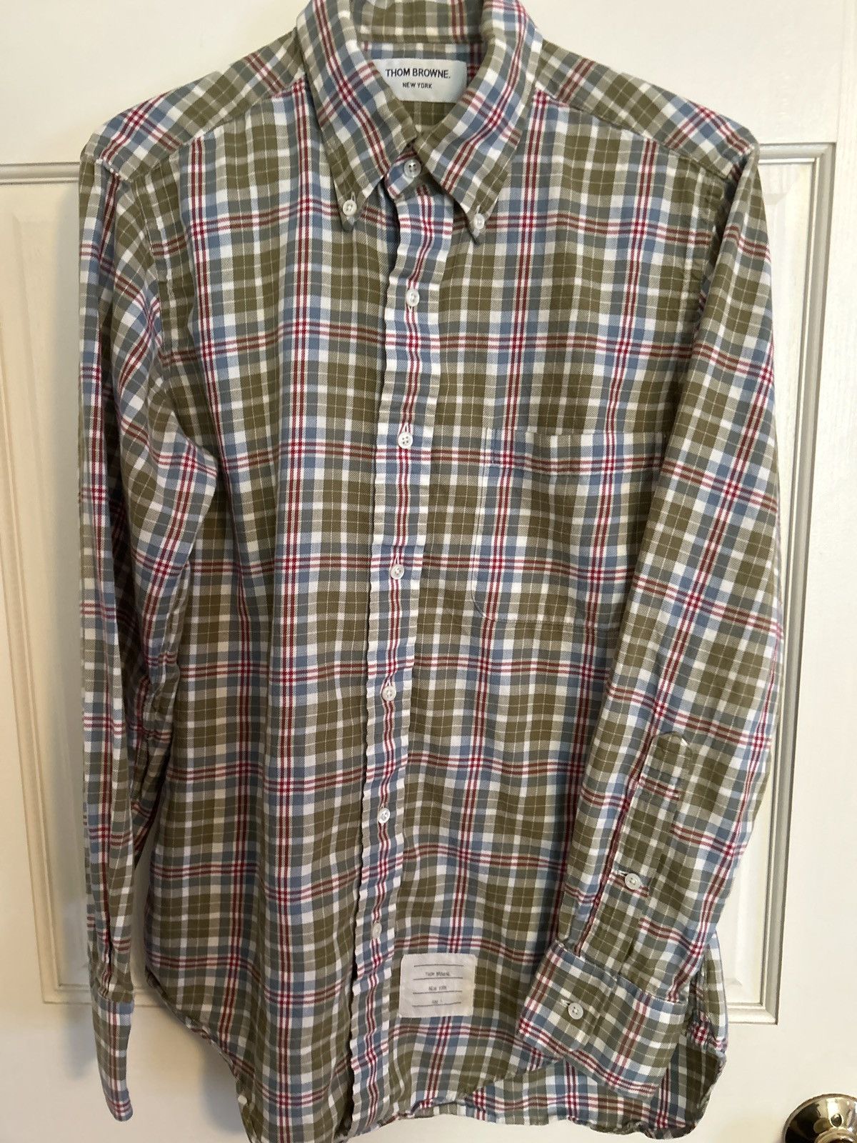 Thom Browne Green Plaid Lightweight Flannel Button Down Shirt Size US S / EU 44-46 / 1 - 1 Thumbnail