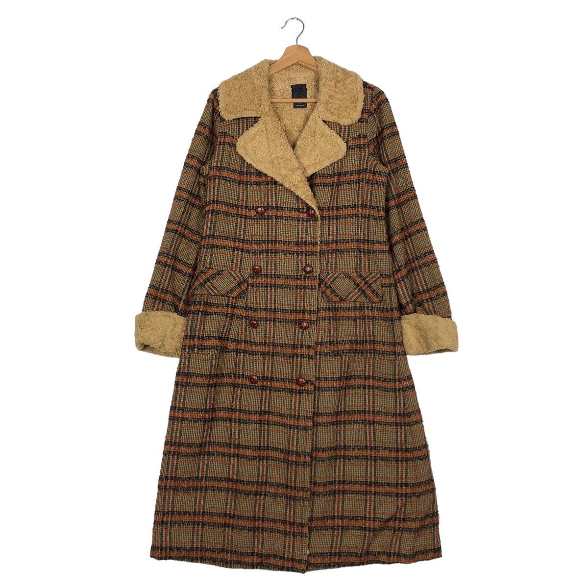 Anna Sui 🔥Tartan Design Fly Coats Long Jacket Mink Fur Lining Size M / US 6-8 / IT 42-44 - 2 Thumbnail