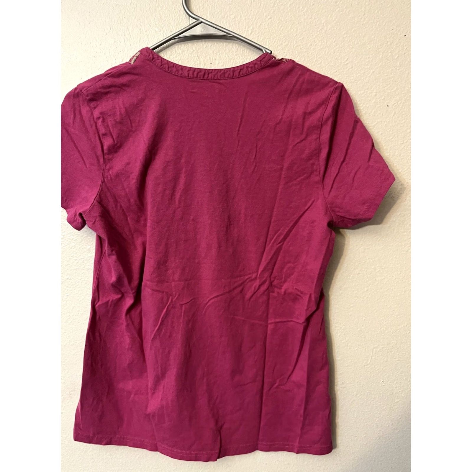 Croft & Barrow Croft & Barrow Pink Button Embroidered Henley T-Shirt Short Sleeve Size M Women Size M / US 6-8 / IT 42-44 - 2 Thumbnail