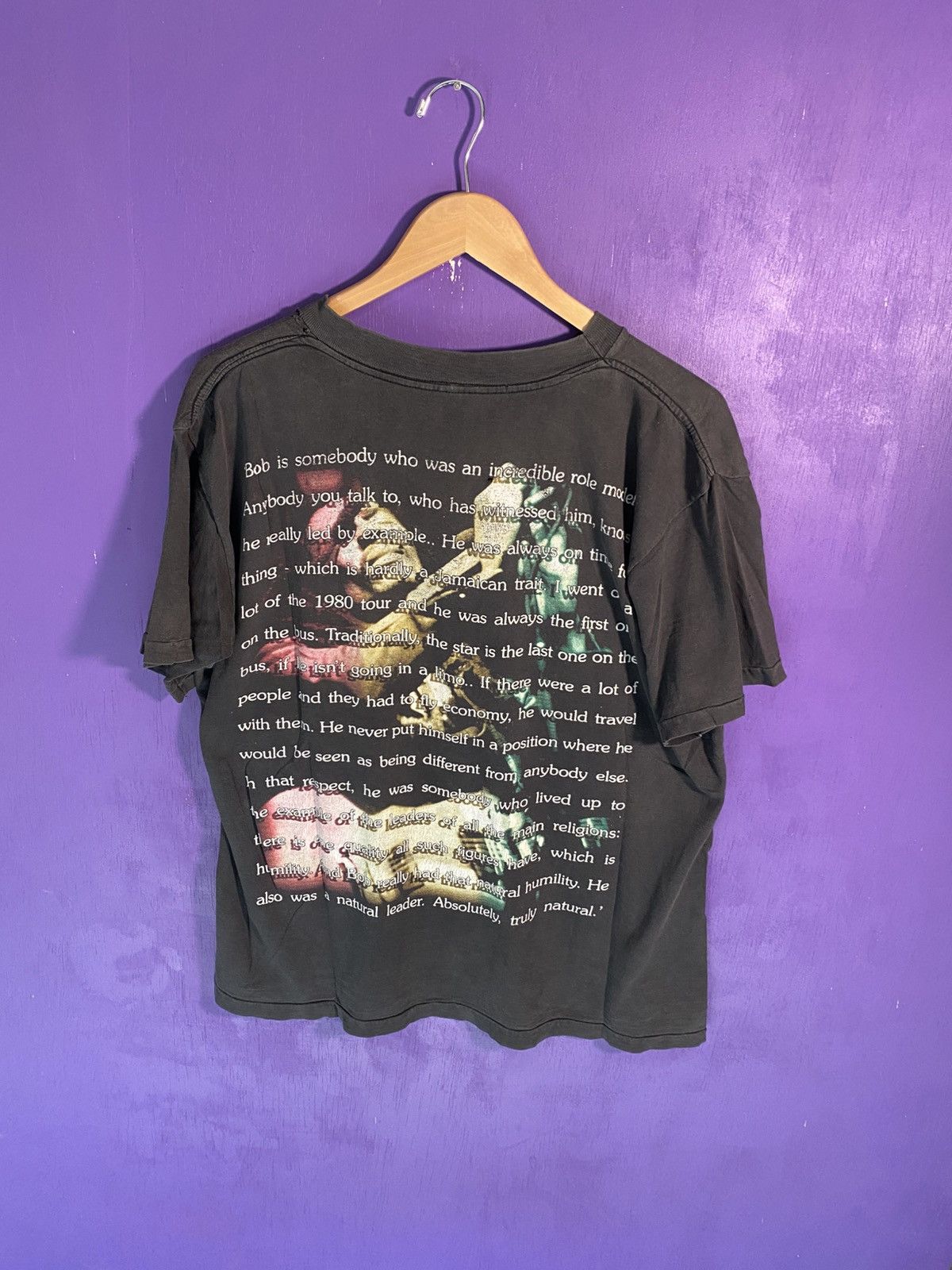 Rap Tees Vintage 90s Bob Marley faded out words rap tee Size US XL / EU 56 / 4 - 2 Thumbnail