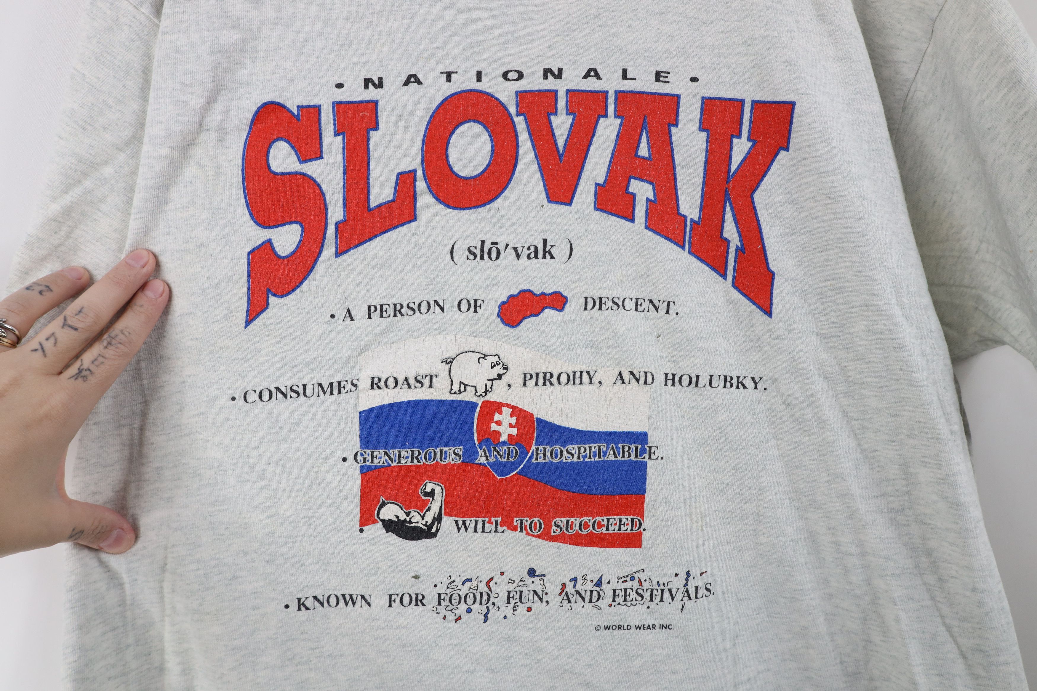 Vintage Vintage 90s Spell Slovak Slovakia Short Sleeve T-Shirt USA Size US XL / EU 56 / 4 - 4 Thumbnail