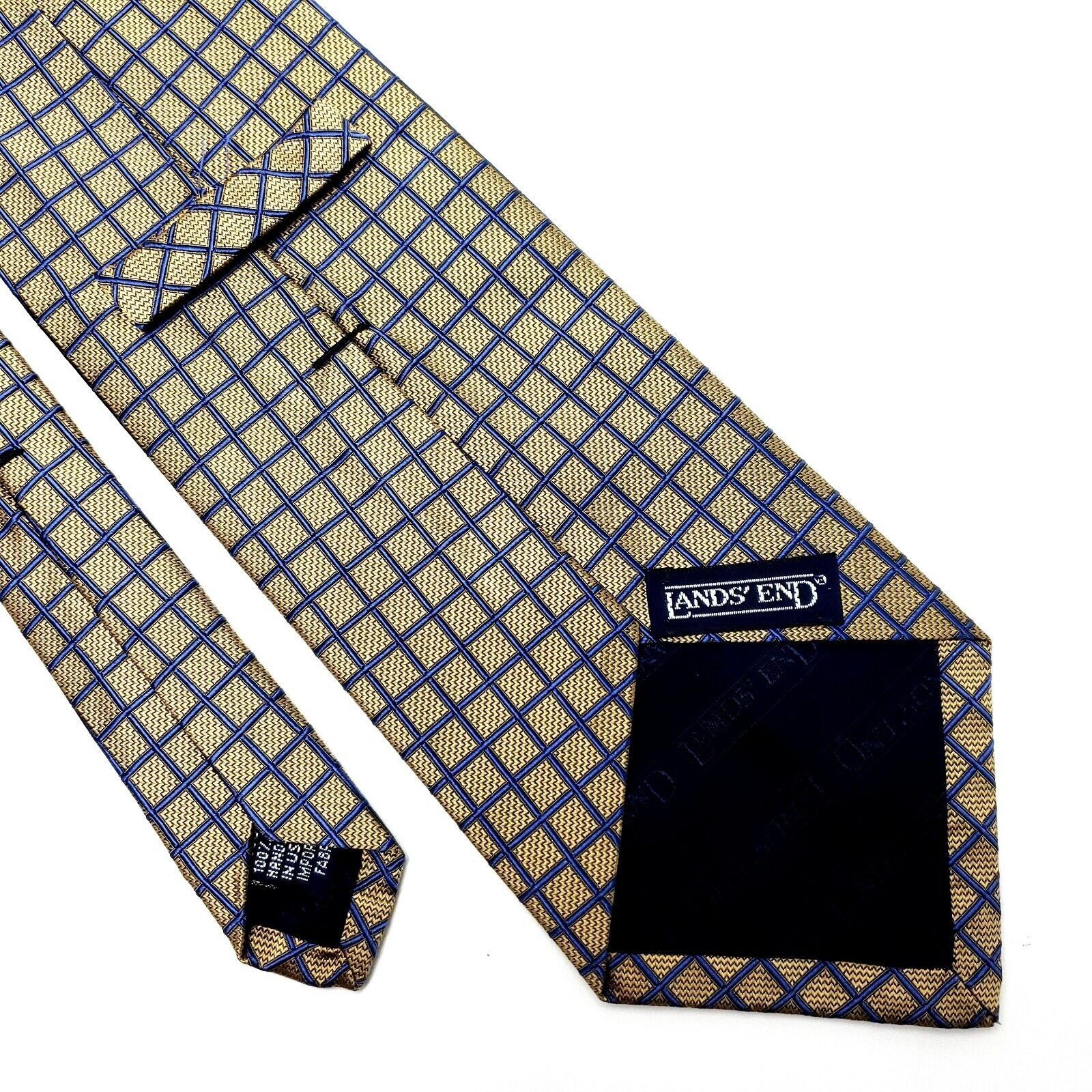 Lands' End Lands End Silk Tie Gold Blue Woven Geometric USA Size ONE SIZE - 3 Thumbnail