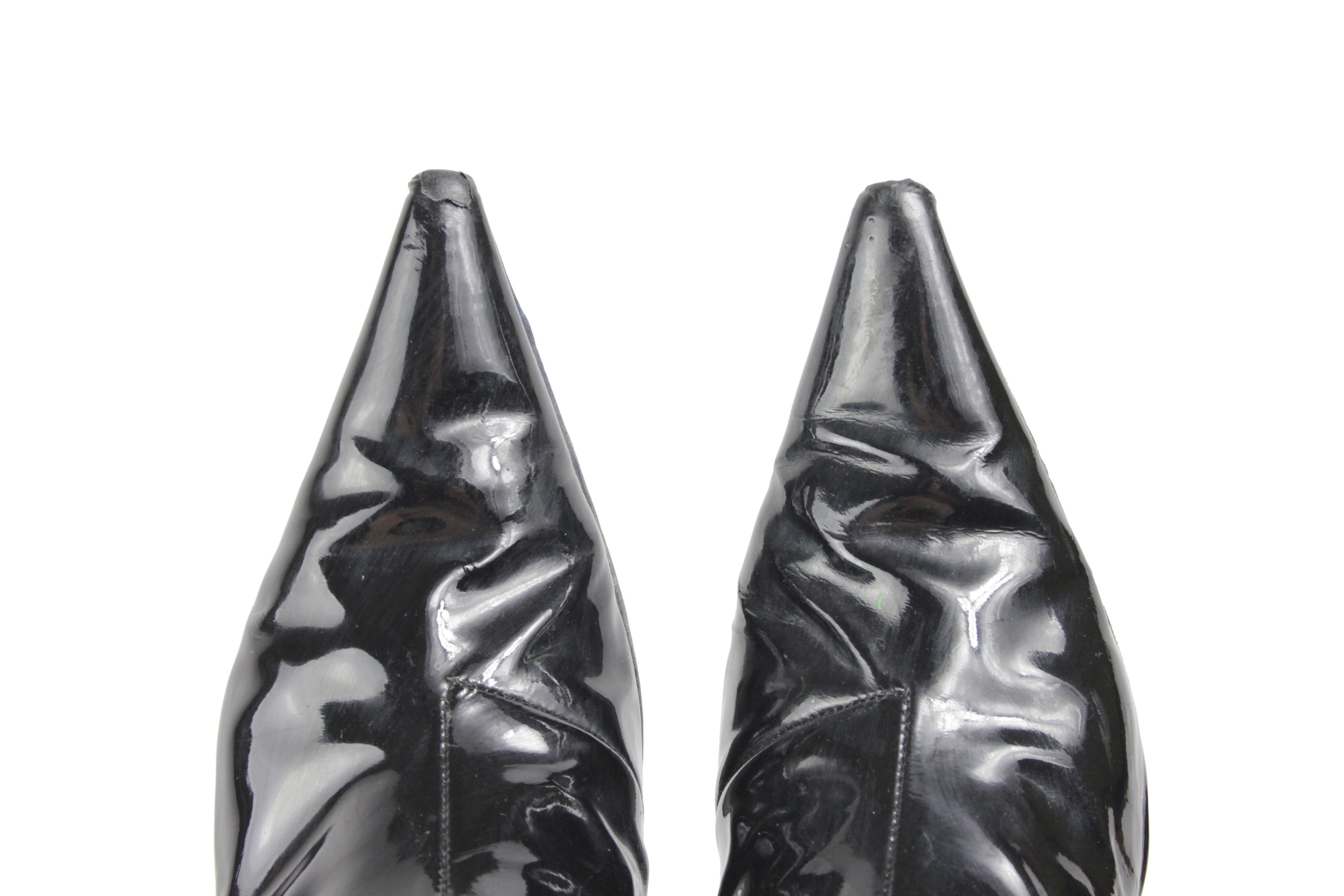 Misbhv Slicer Distressed Point Toe Patent Vinyl Ankle Boots Size US 9 / IT 39 - 8 Thumbnail