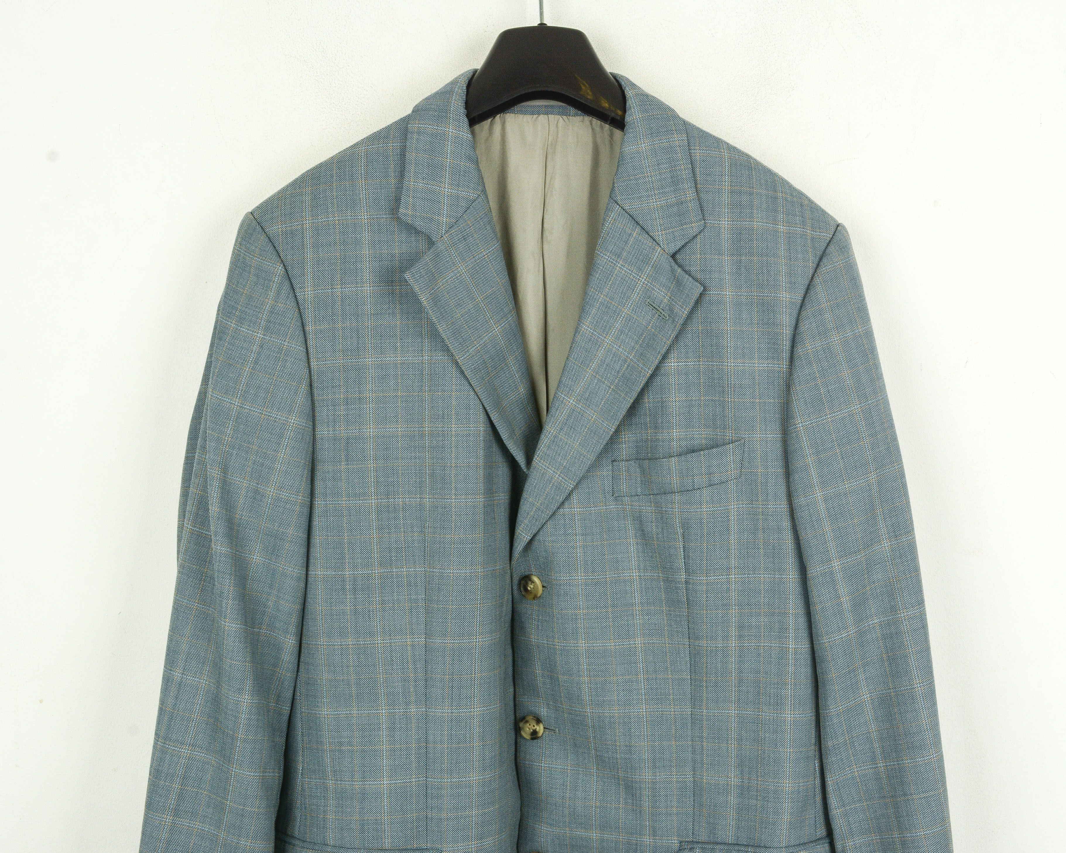 Hugo Angelico Vintage US 42 Check Blazer Coat Virgin Wool Jacket Size 42R - 8 Thumbnail