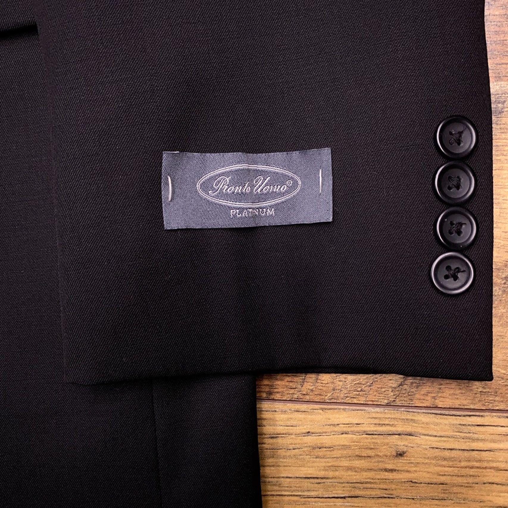 Pronto Uomo Pronto Uomo 3 Piece Suit Jacket Pants Vest Black Wool 38R 30 New Vintage No Size 38R - 6 Thumbnail