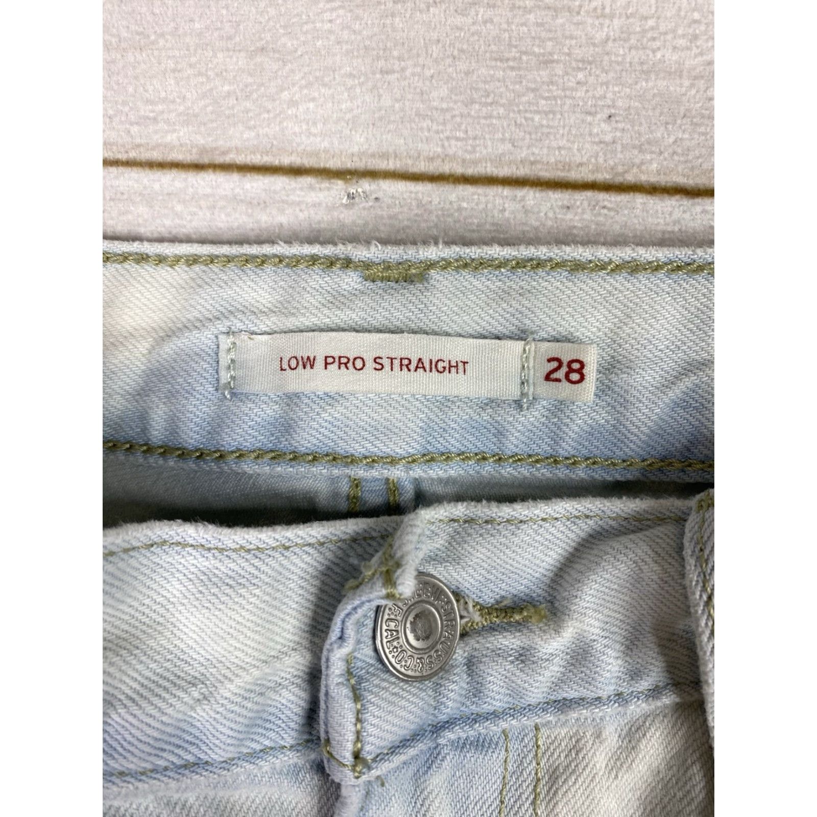 Levi's Levi's Low Pro Straight Jeans Womens 28 Light Acid Wash Distressed Denim Blue 100% Cotton Regular Rise Inseam 29.5 in Boys? Size 29" - 5 Thumbnail
