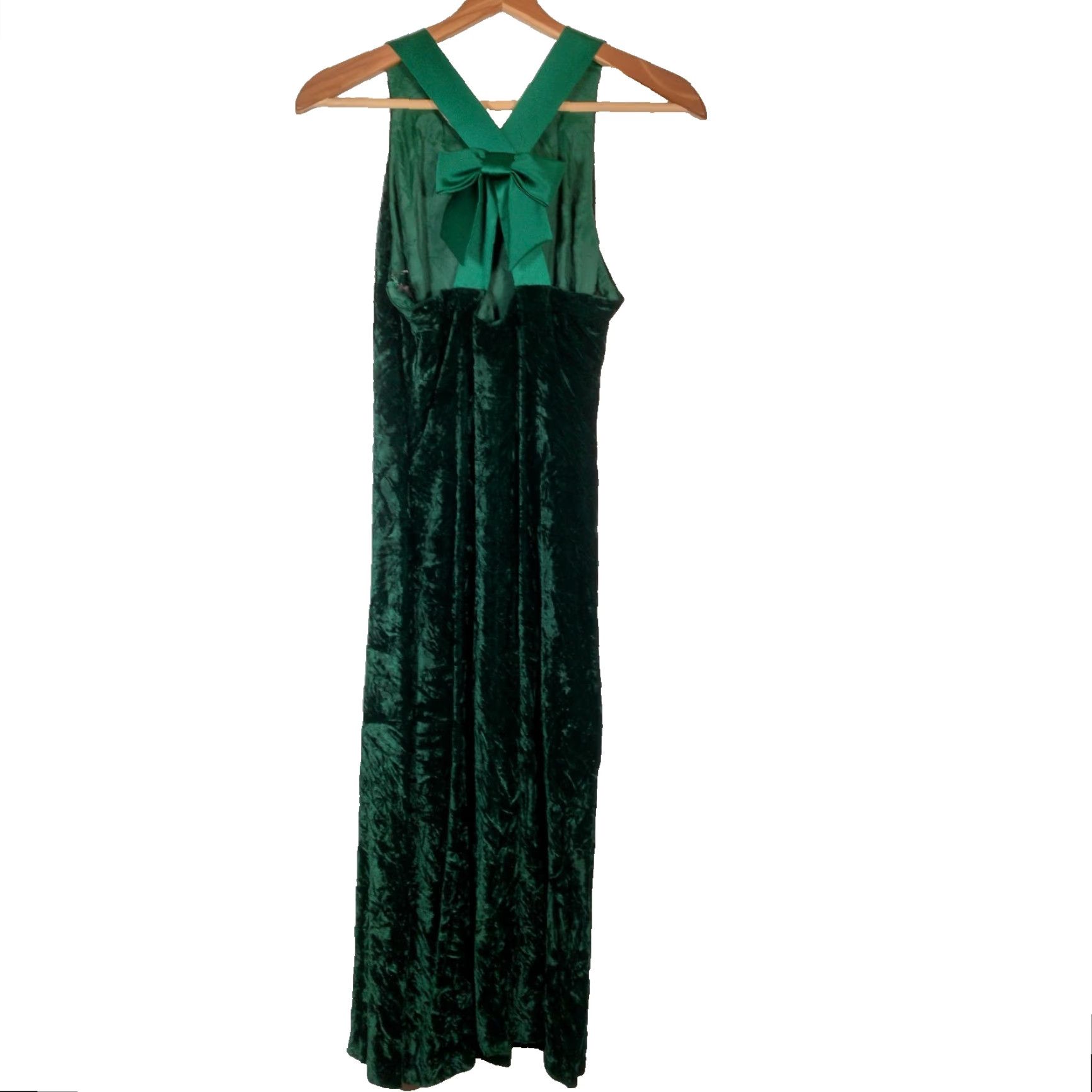 Vintage VINTAGE Donna Ricci Dress Women's Petite Long Sleeveless Green Velvet Formal Party Wedding 1990s Size S / US 4 / IT 40 - 2 Thumbnail