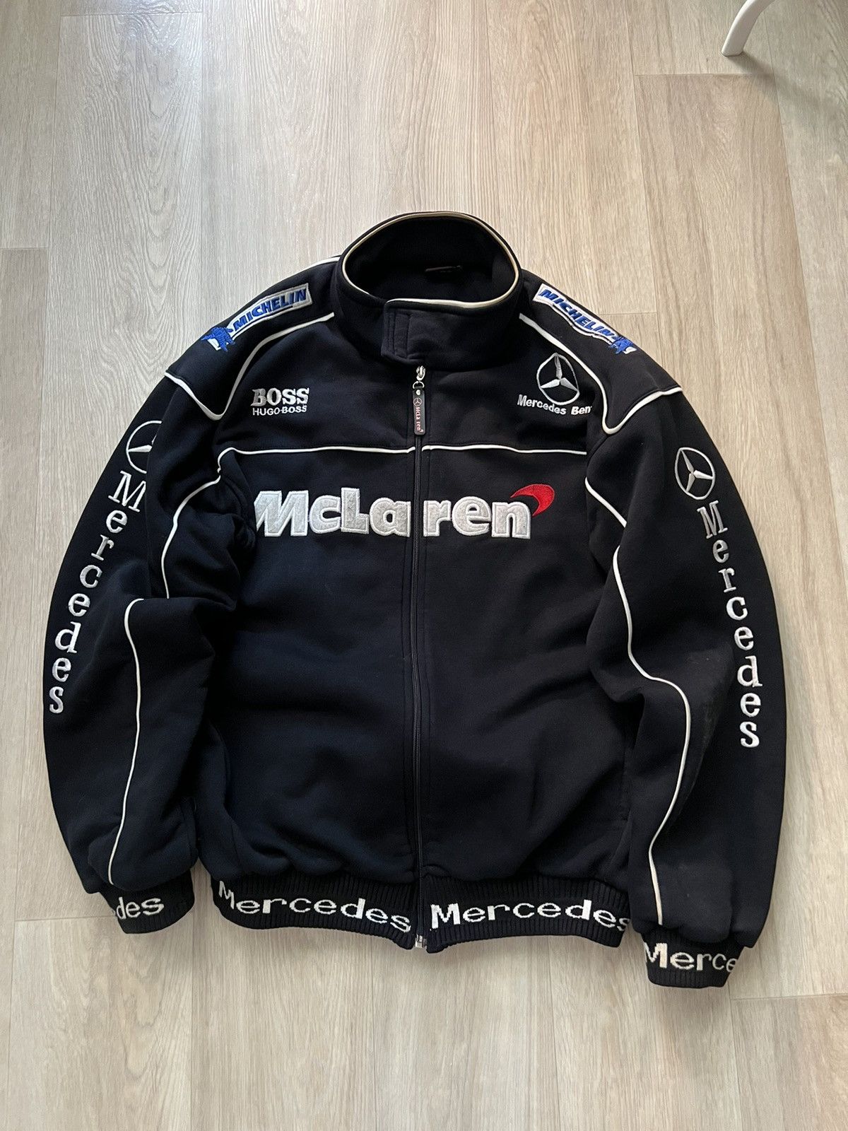 Formula 1 Hugo Boss Mercedes Benz Mercedes Benz x Maclaren Racing Big Logo zip up jacket Grailed