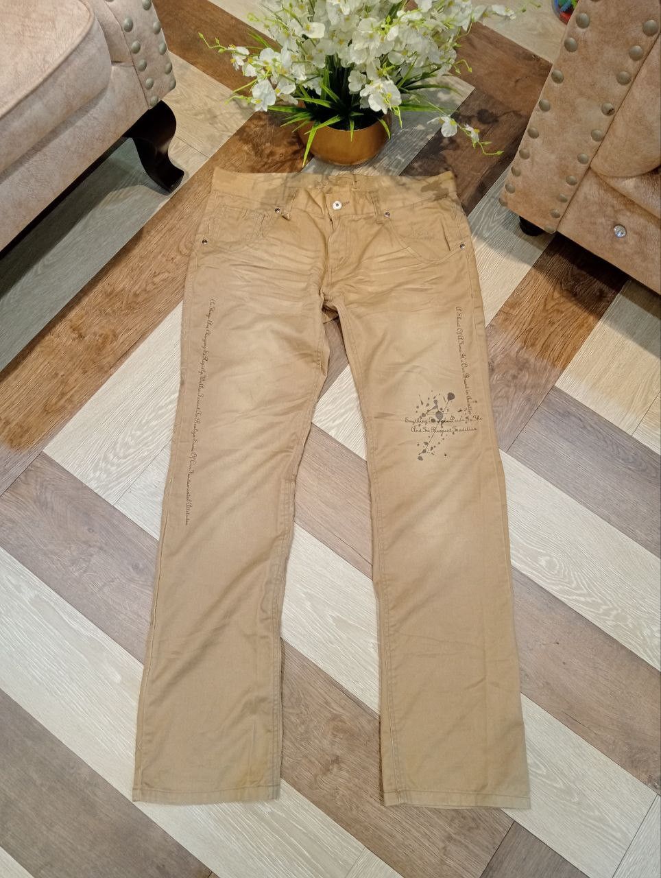 In The Attic IN THE ATTIC JAPAN EMBROIDERY SKULLS PANTS - SIZE L Size US 37 - 1 Thumbnail