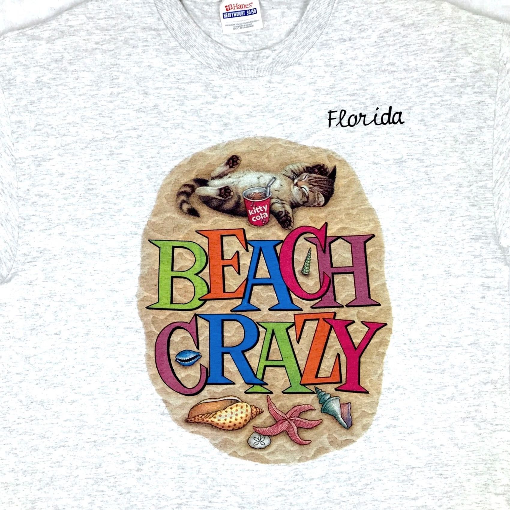 Vintage VINTAGE BEACH 90s CAT T-Shirt M White Nike? Size US M / EU 48-50 / 2 - 2 Thumbnail