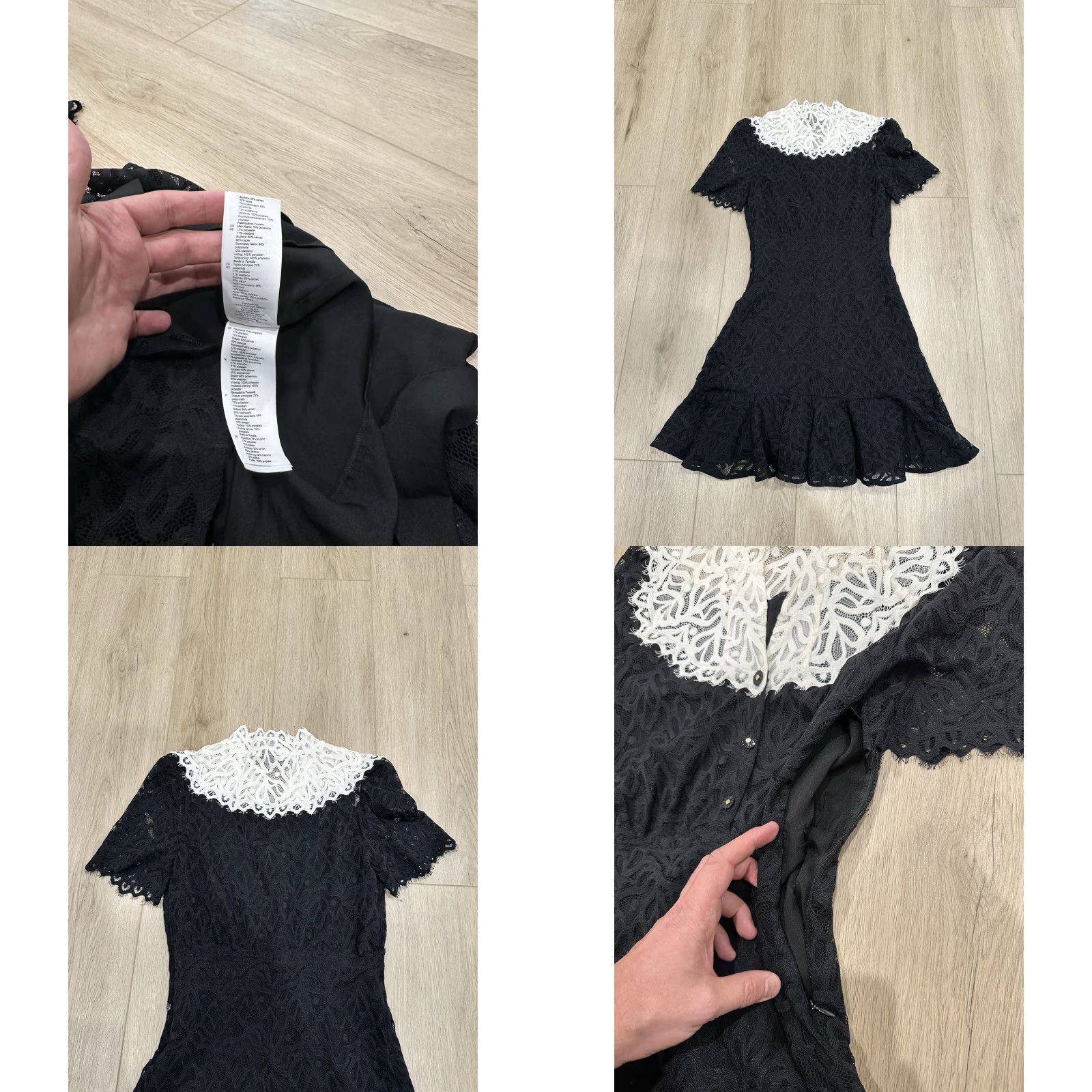 Sandro VINTAGE Sandro Dress Short Sleeve Lace Panel Black/White Womens Sz 36 Size 25" / US 0 / IT 36 - 8 Thumbnail