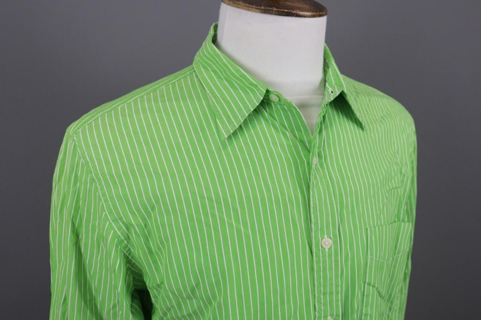 J.Crew J.Crew Tailored Fit Green Striped Dress Shirt Size 42 / L Size US L / EU 52-54 / 3 - 5 Thumbnail