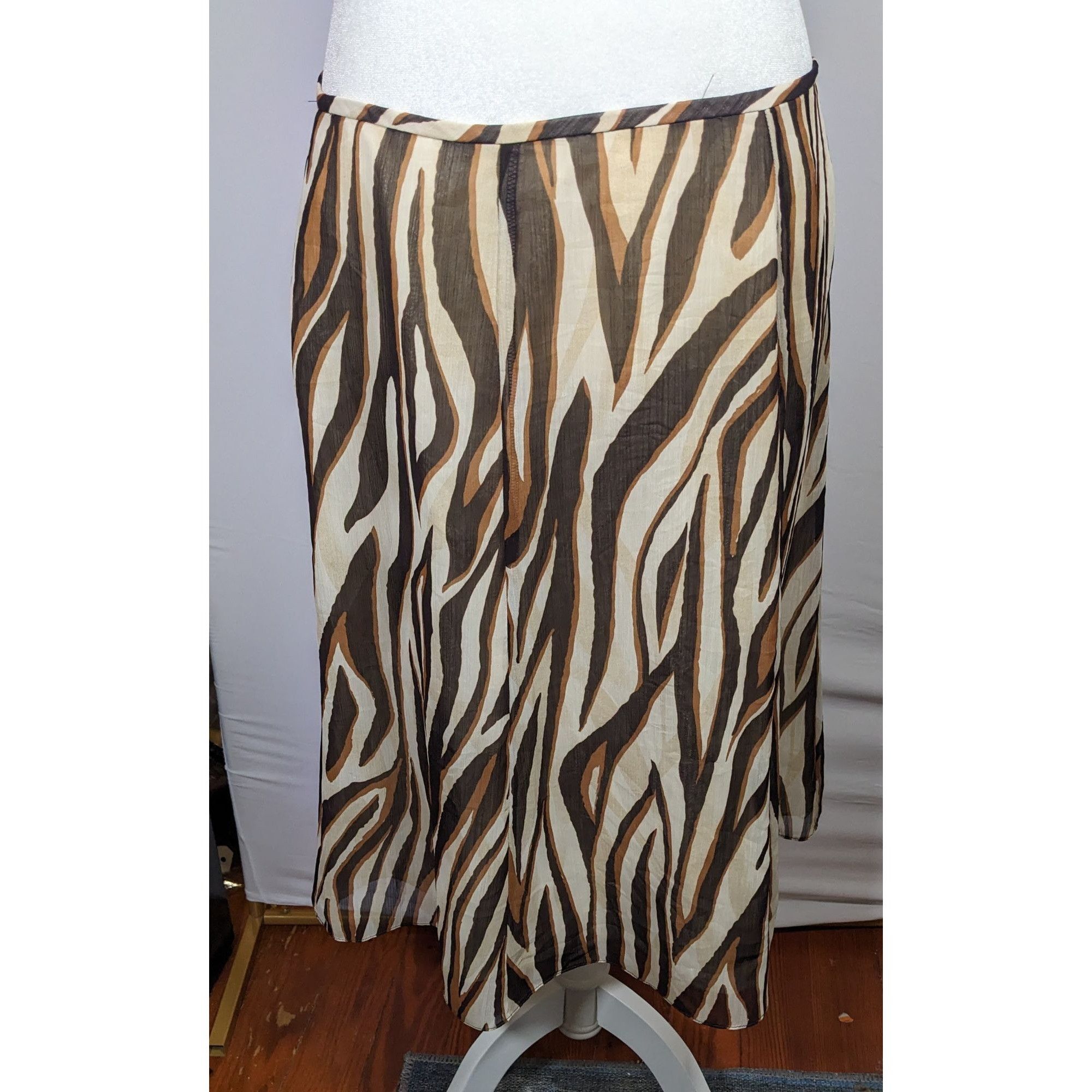 Other Vintage Le Suit Brown Zebra Stripe Midi Skirt Size 31" - 4 Thumbnail