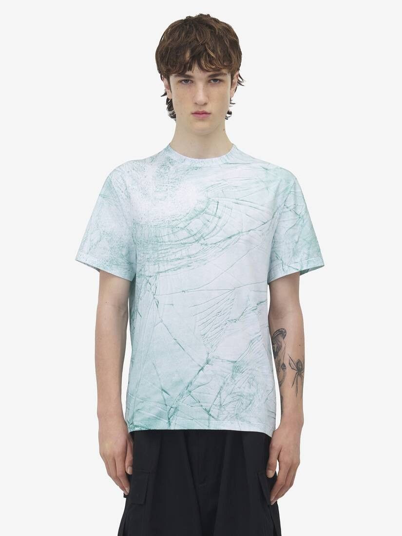 Alexander McQueen o1w1db10925 Smashed Screen T-shirt in Blue Size US XS / EU 42 / 0 - 5 Thumbnail