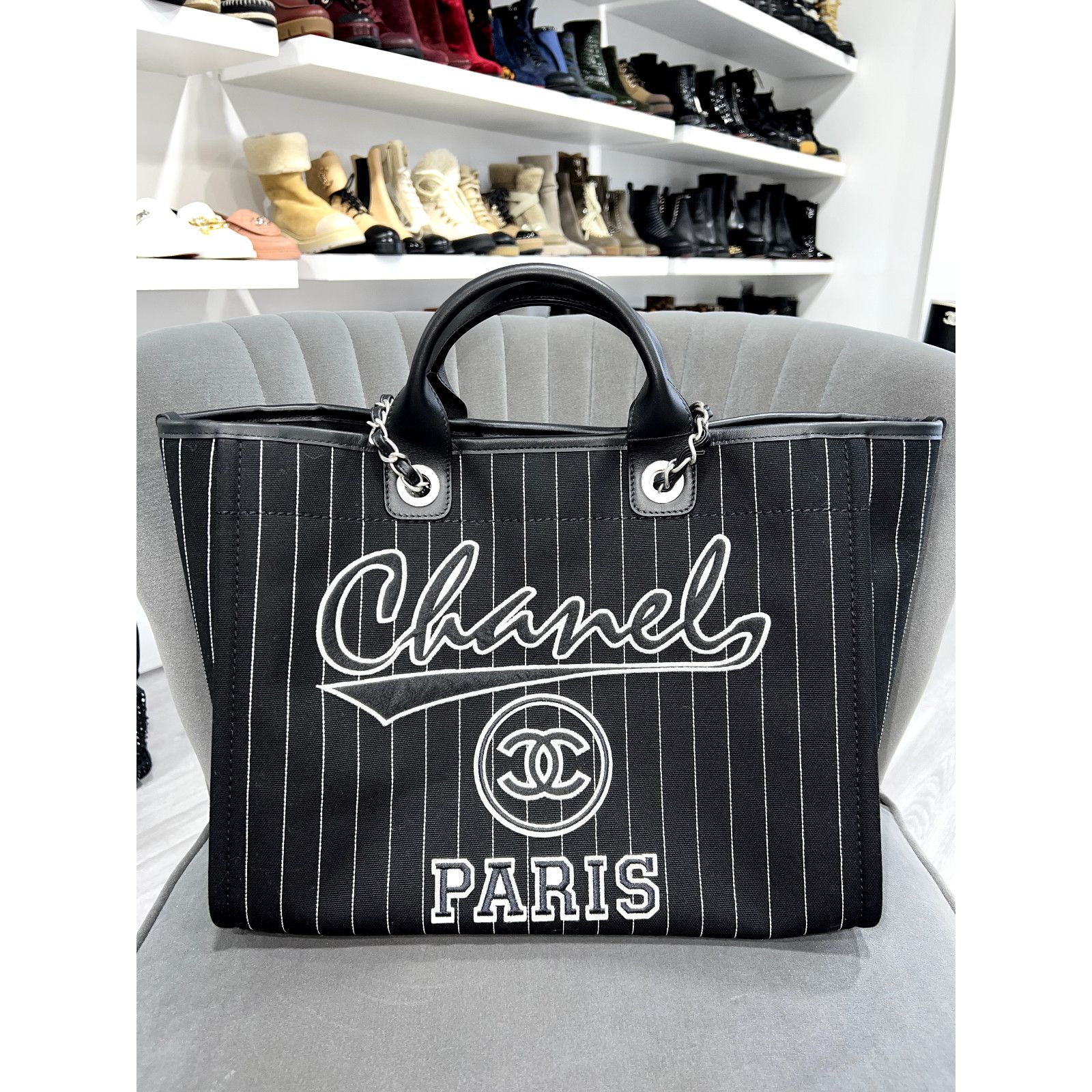 Chanel Chanel Stripe Large Shopping 30cm Top Handle Tote Bag Size ONE SIZE - 7 Thumbnail