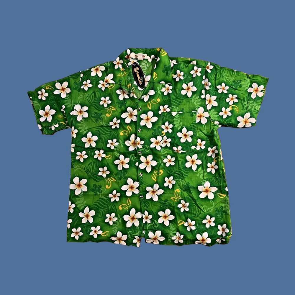 Vintage Shoreline Men’s Large Green White Floral Hawaiian Shirt Button-Up Short Sleeve Beach Retro Size US L / EU 52-54 / 3 - 1 Thumbnail