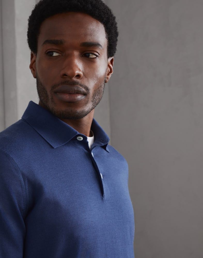 Brunello Cucinelli o1w1db10825 Polo Sweater in Blue Size US S / EU 44-46 / 1 - 2 Thumbnail