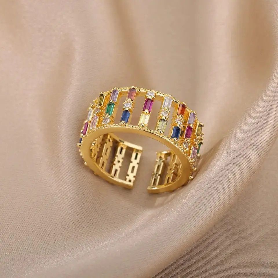 Japanese Brand Creative Rainbow Zircon Rings Size ONE SIZE - 1 Thumbnail
