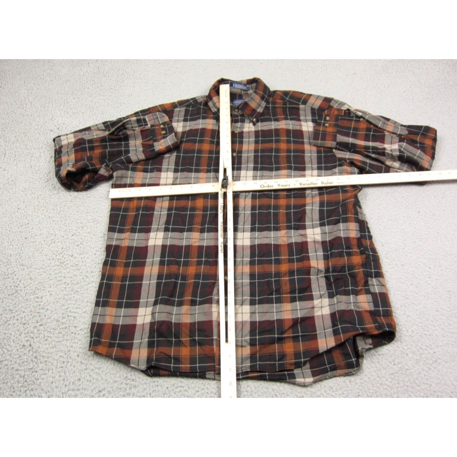 Pendleton Pendleton Shirt Mens XL Black Orange Plaid Worsted Wool Button Down Extra Large Size US XL / EU 56 / 4 - 7 Thumbnail