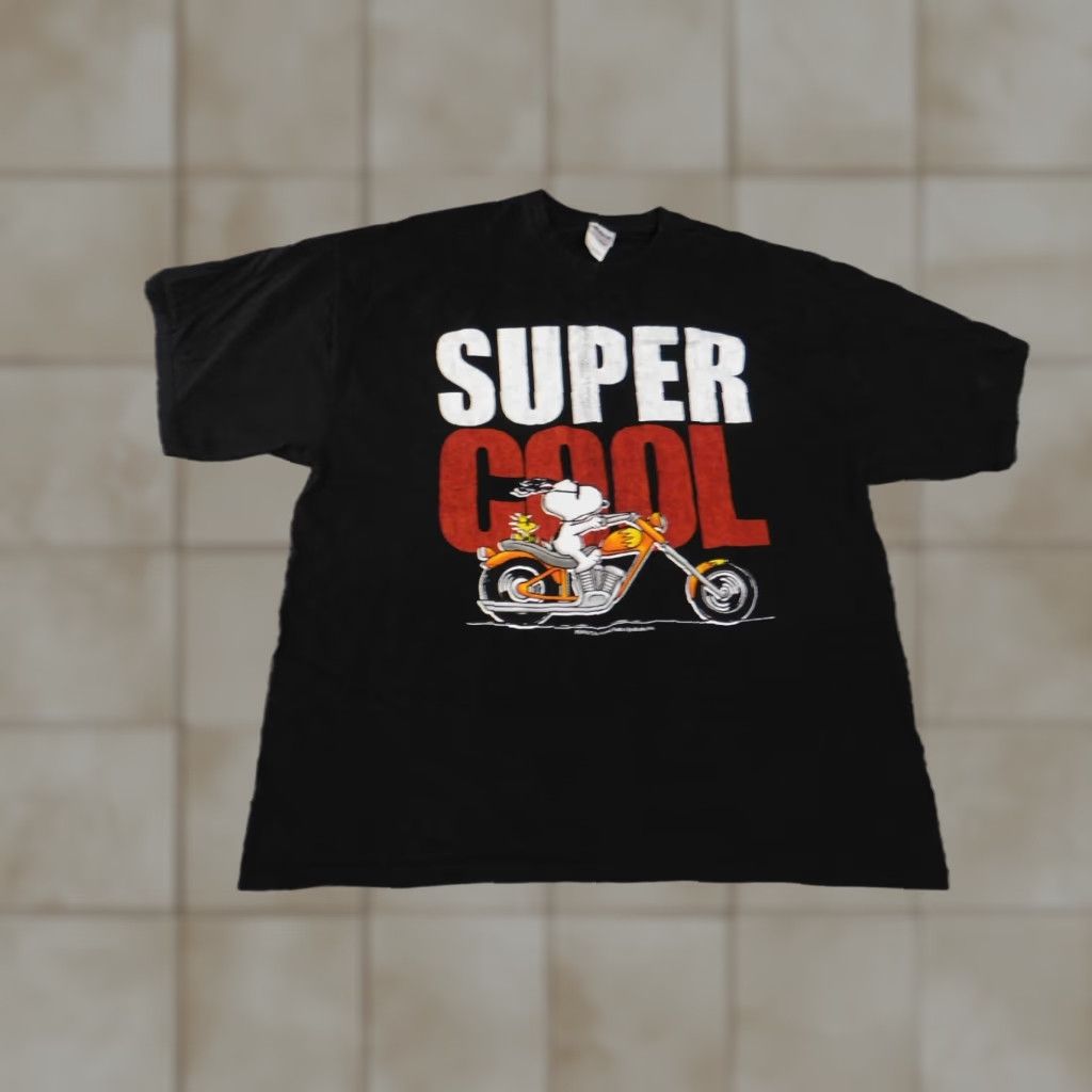 Gildan Gildan Peanuts Graphic Print T-Shirt Black 2XL Mens Biker 90s Retro Vintage Shirt Short Sleeve Crew Neck Size US XXL / EU 58 / 5 - 1 Thumbnail