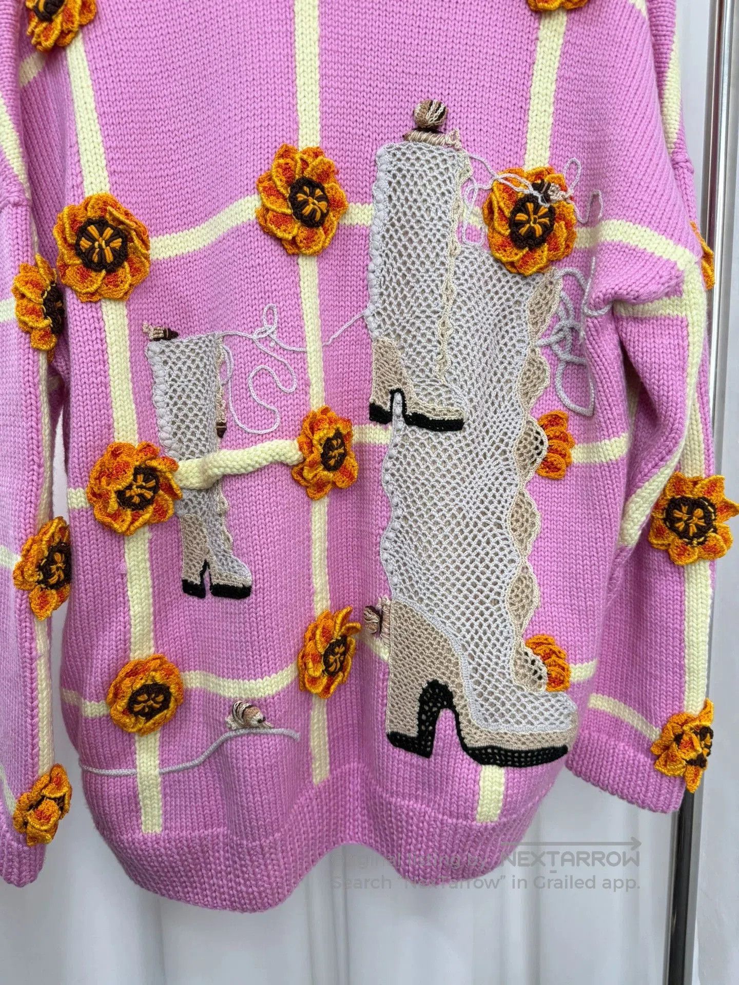 Loewe LOEWE Pink Floral Cardigan Sweater. Size US XS / EU 42 / 0 - 7 Thumbnail