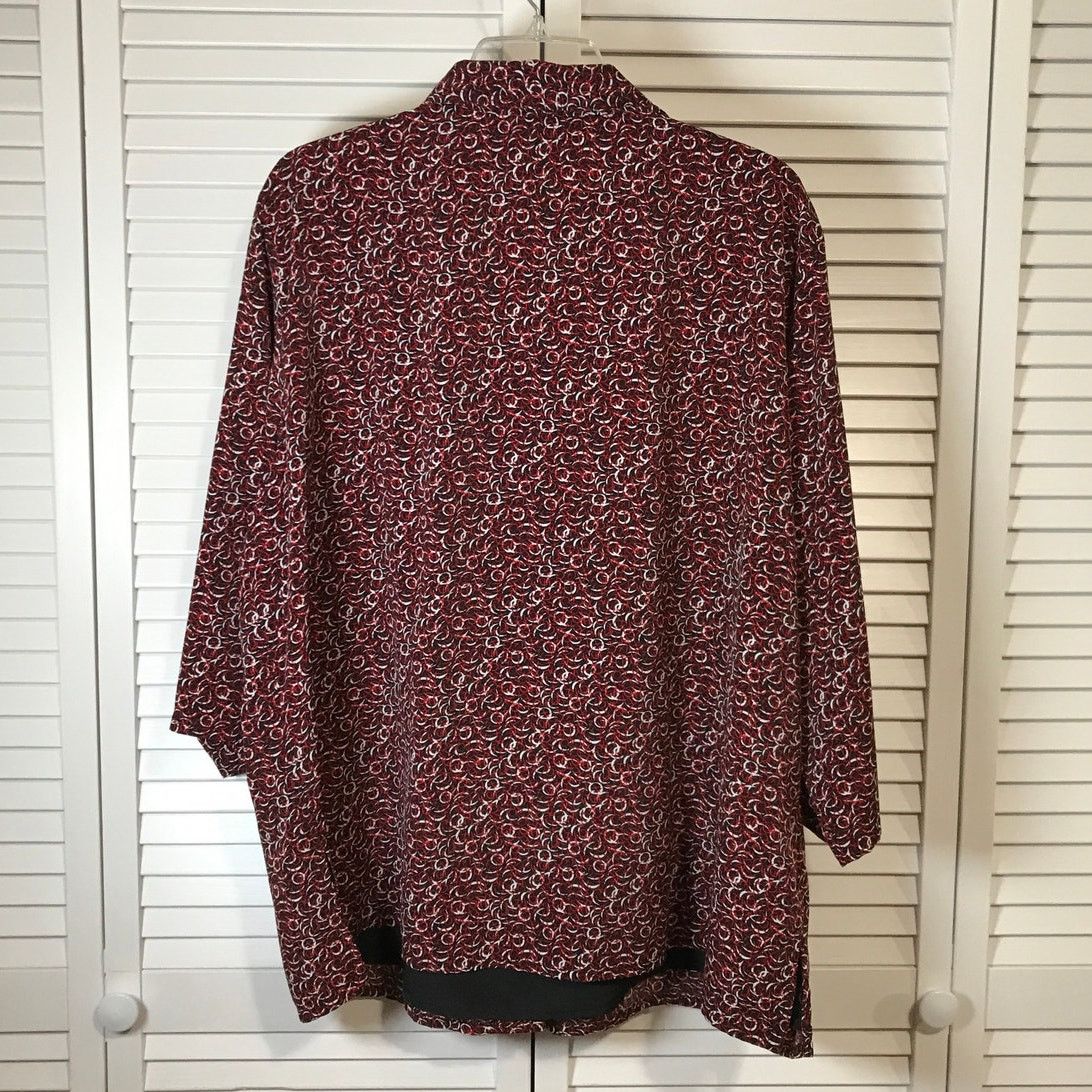 Other ERENA Vintage Red Geometric Collared ¾ Sleeve Blouse 20W Size 3XL / US 20-22 - 2 Thumbnail