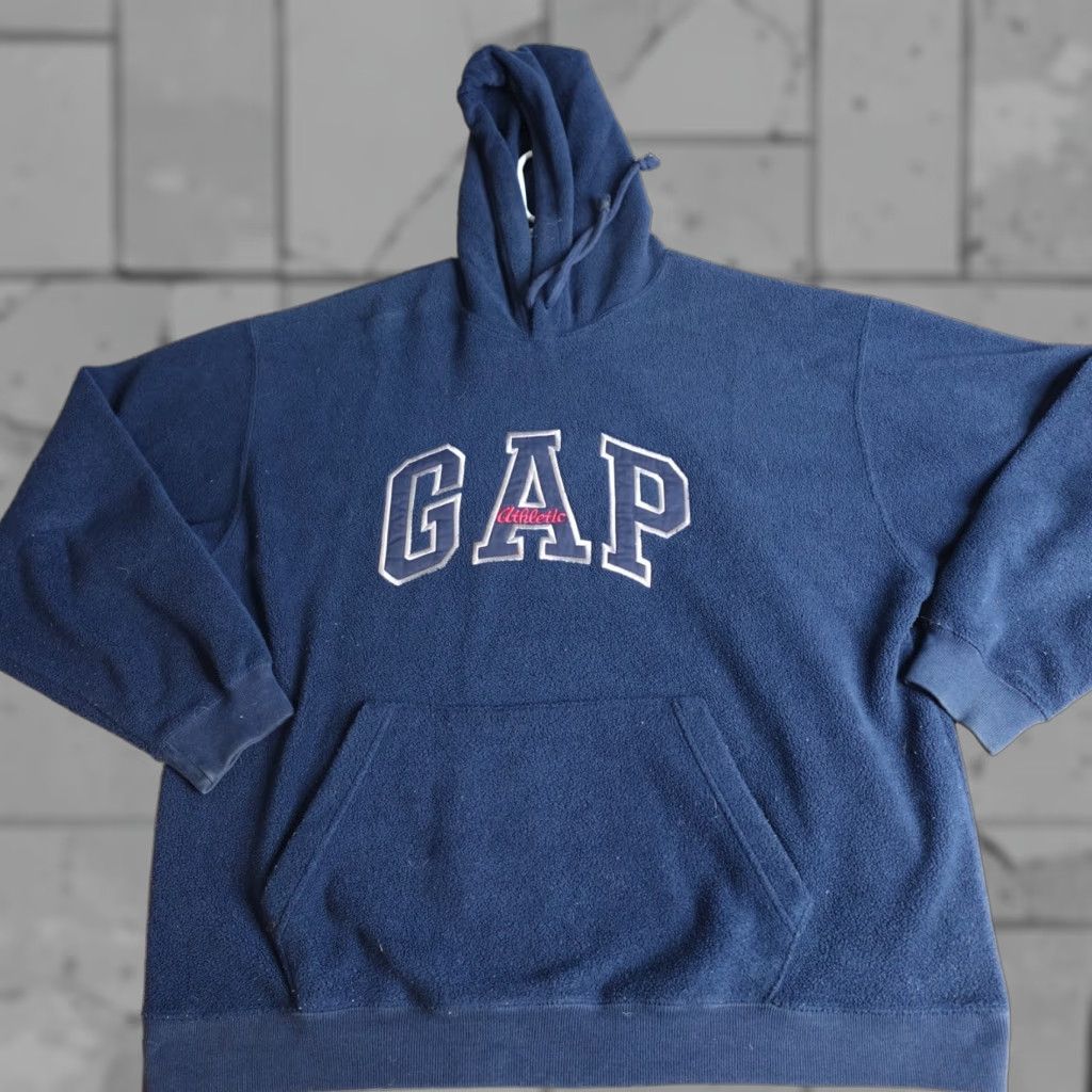 Gap VINTAGE Gap Hoodie Men L Blue Sherpa Fleece Pocket Pullover 2002 Athletic Sweater – Blue2K Size US L / EU 52-54 / 3 - 1 Thumbnail