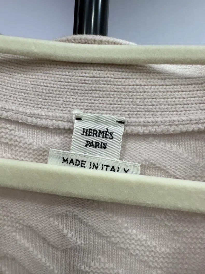 Hermes Hermes Pale Pink Dark Patterned Logo Cardigan Size S / US 4 / IT 40 - 4 Thumbnail