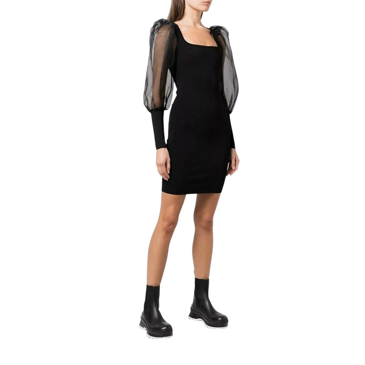 Alice + Olivia ALICE + OLIVIA | Abella Puff Sleeve Bodycon Knit Dress | XS Size XS / US 0-2 / IT 36-38 - 6 Thumbnail