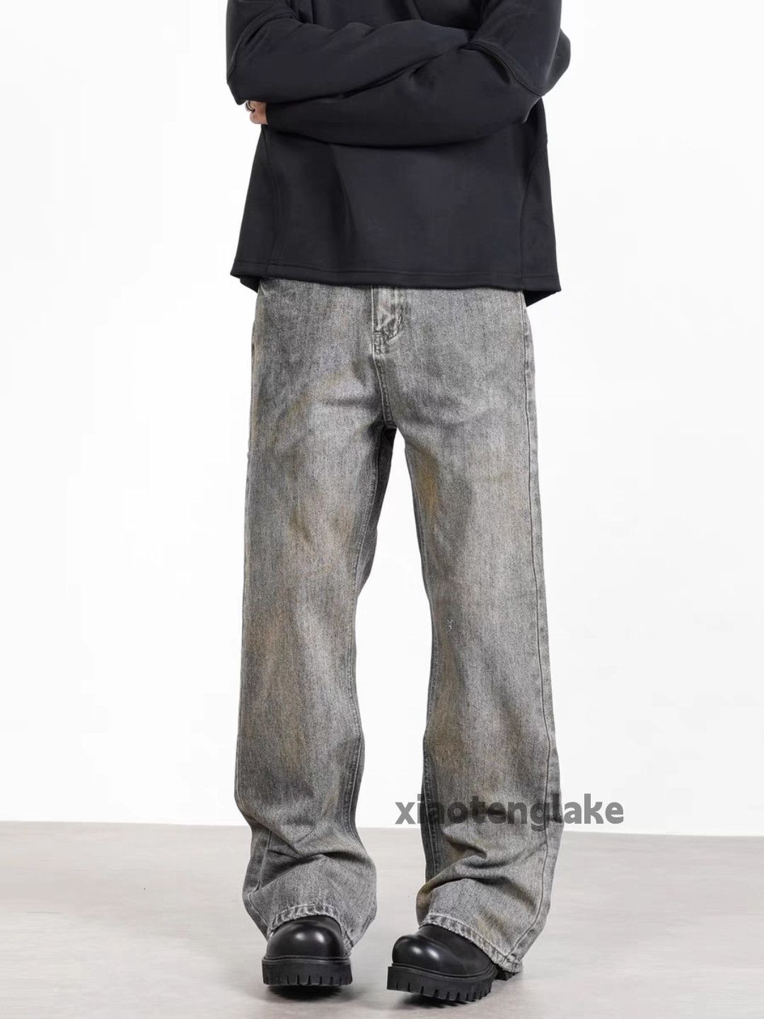Jean × Vintage washed faded stain loose punk grunge flared jeans Size US 32 / EU 48 - 2 Thumbnail