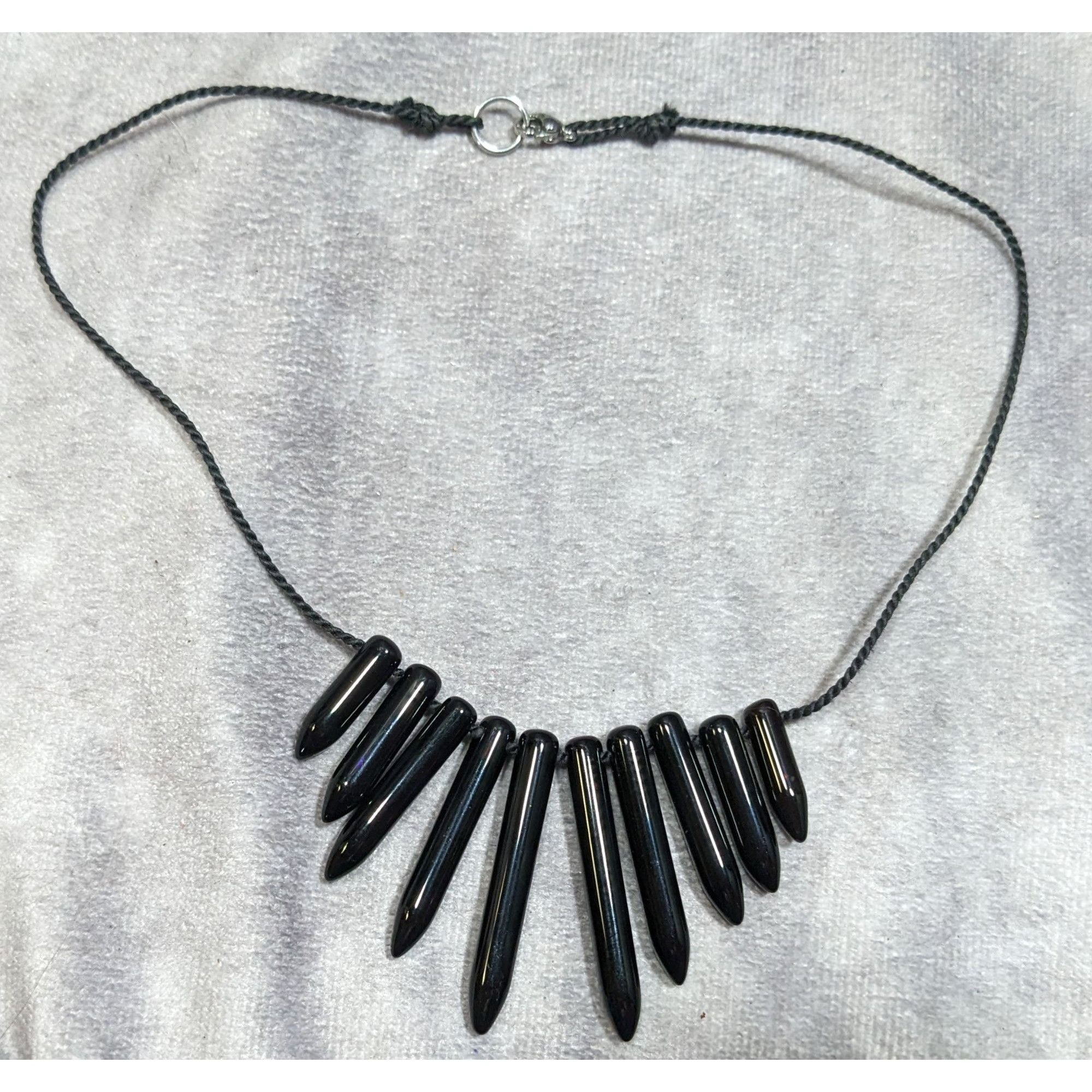 Other Gothic Polished Onyx Graduated Pillar Necklace Size ONE SIZE - 6 Thumbnail
