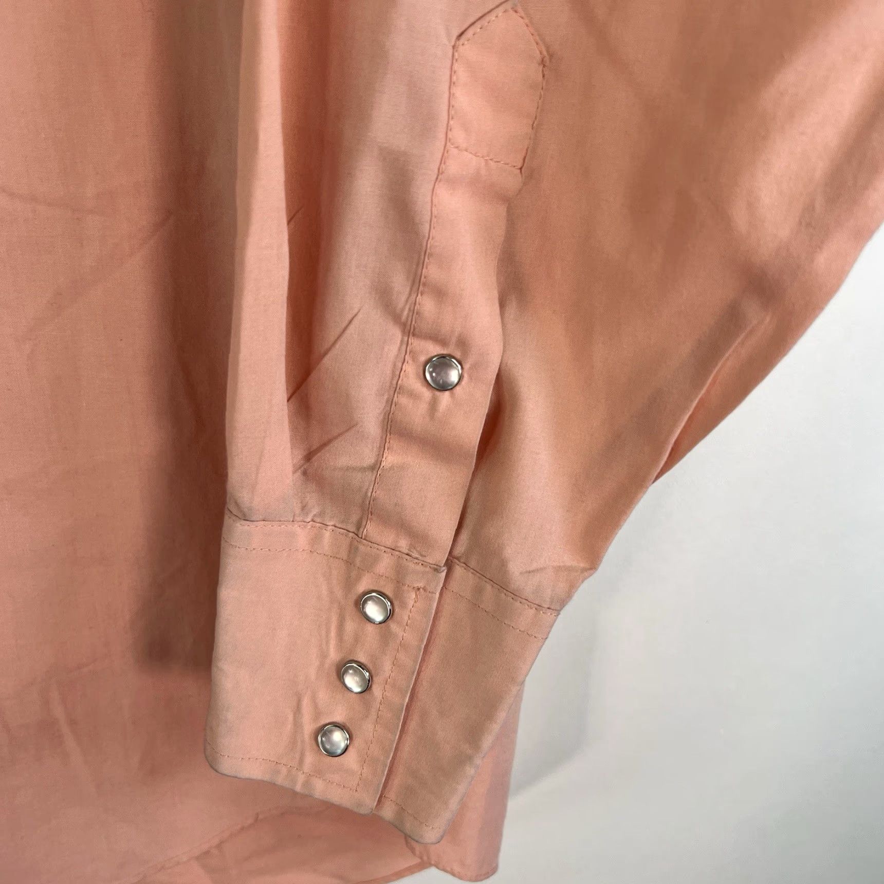 Vintage Sheplers Western Pearl-Snap Shirt Mens Size 17T Salmon Long Sleeve Button-Up Casual Western Shirt Mens 17T/35 Orange XS? Size US XL / EU 56 / 4 - 2 Thumbnail
