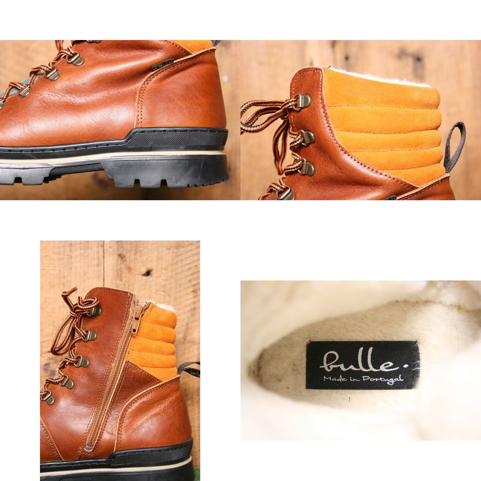 Vintage BULLE Theo Cognac Leather Shearling Lined Pivoting Spike Boots Mens US 10 EUR 43 Snow Boot Size US 10 / EU 43 - 9 Thumbnail