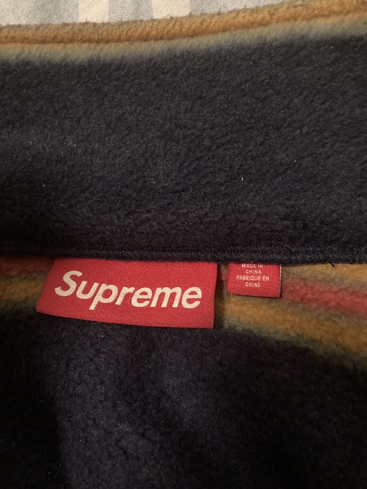 Supreme Supreme stripe zip up fleece jacket ‘navy’ Size US S / EU 44-46 / 1 - 3 Thumbnail