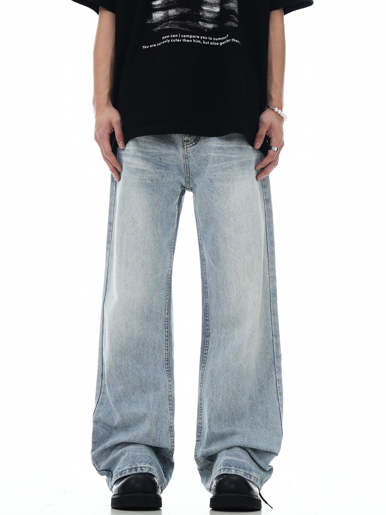 Japanese Brand American men's cleanfit retro casual loose flared jeans Size US 32 / EU 48 - 1 Thumbnail