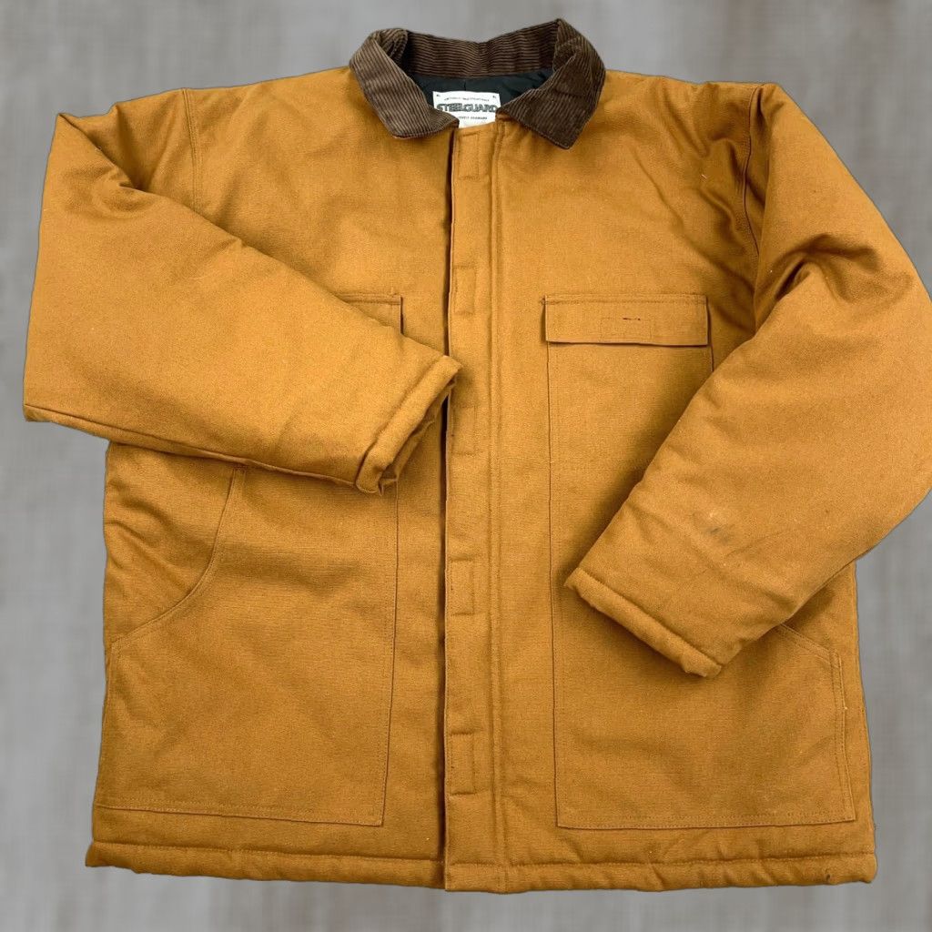 Vintage VINTAGE Steelguard Jacket Men XL Brown Canvas Chore Coat 80s Retro Hipster Mens Jacket Size US XL / EU 56 / 4 - 1 Thumbnail