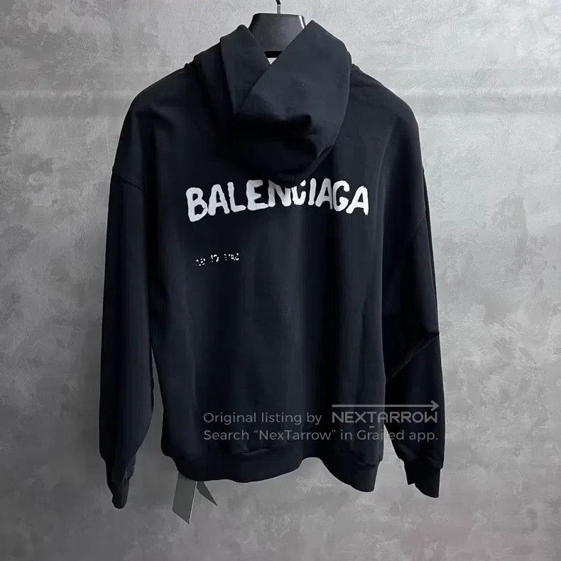 Balenciaga Balenciaga Black Solid Color Brand Logo Printed Hooded Lon Size US XS / EU 42 / 0 - 4 Thumbnail