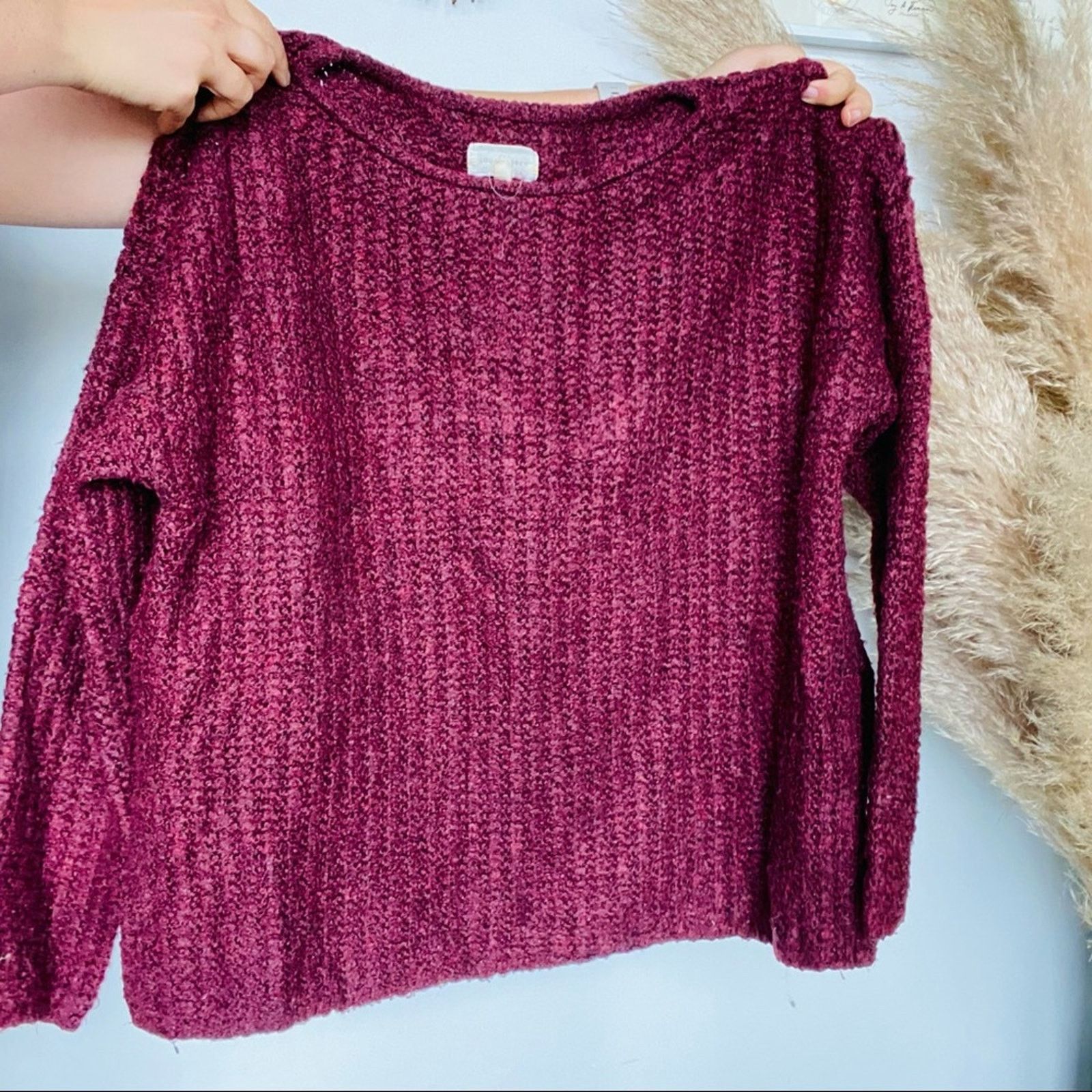 Lou & Grey LOU & GREY Burgundy Maroon Side Slit Knit Pullover Sweater Size S / US 4 / IT 40 - 5 Thumbnail