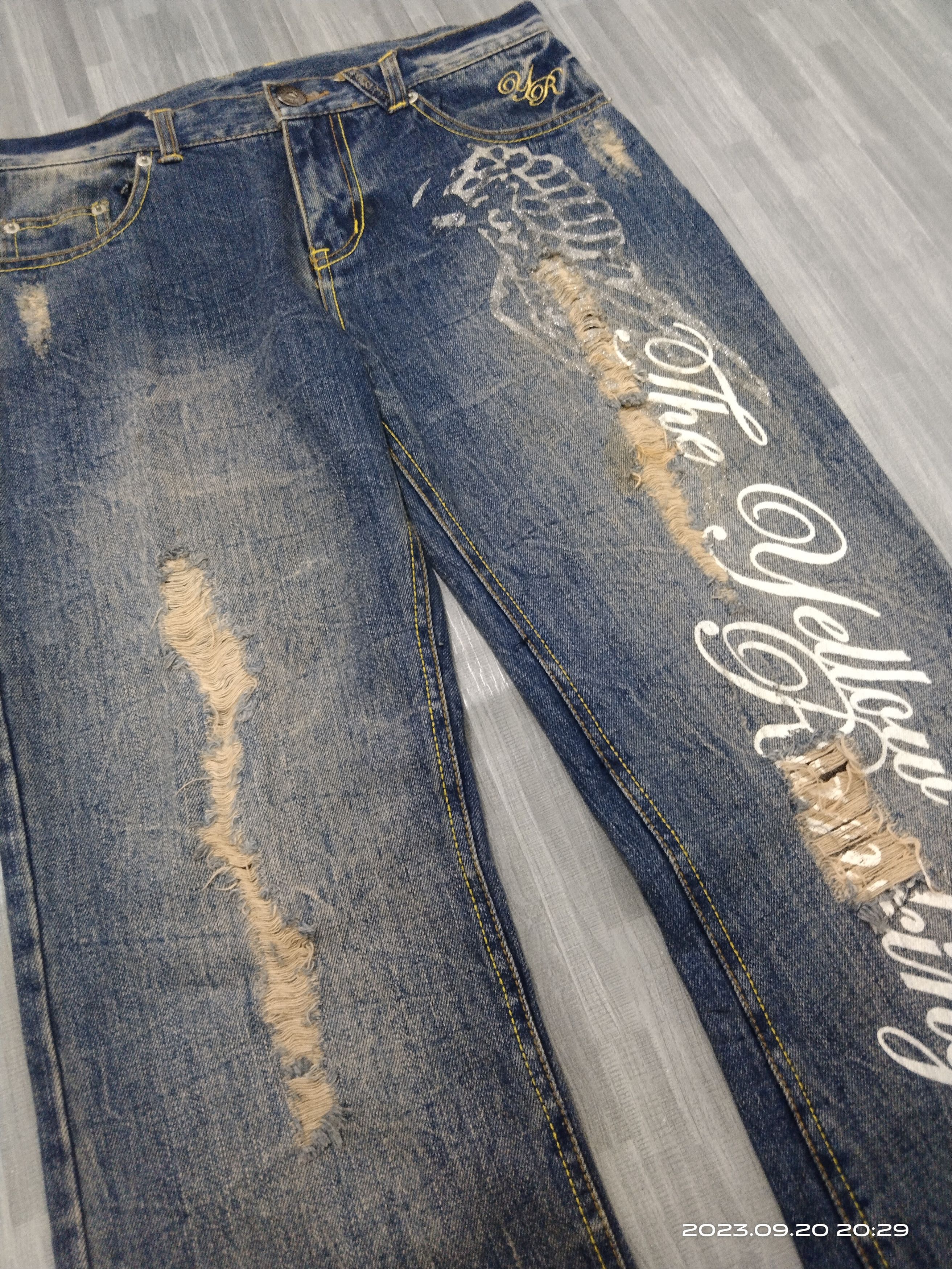 Other FLARE SICK WING DEVIL YELLOW RANKING DENIM PANTS Size US 29 - 4 Thumbnail