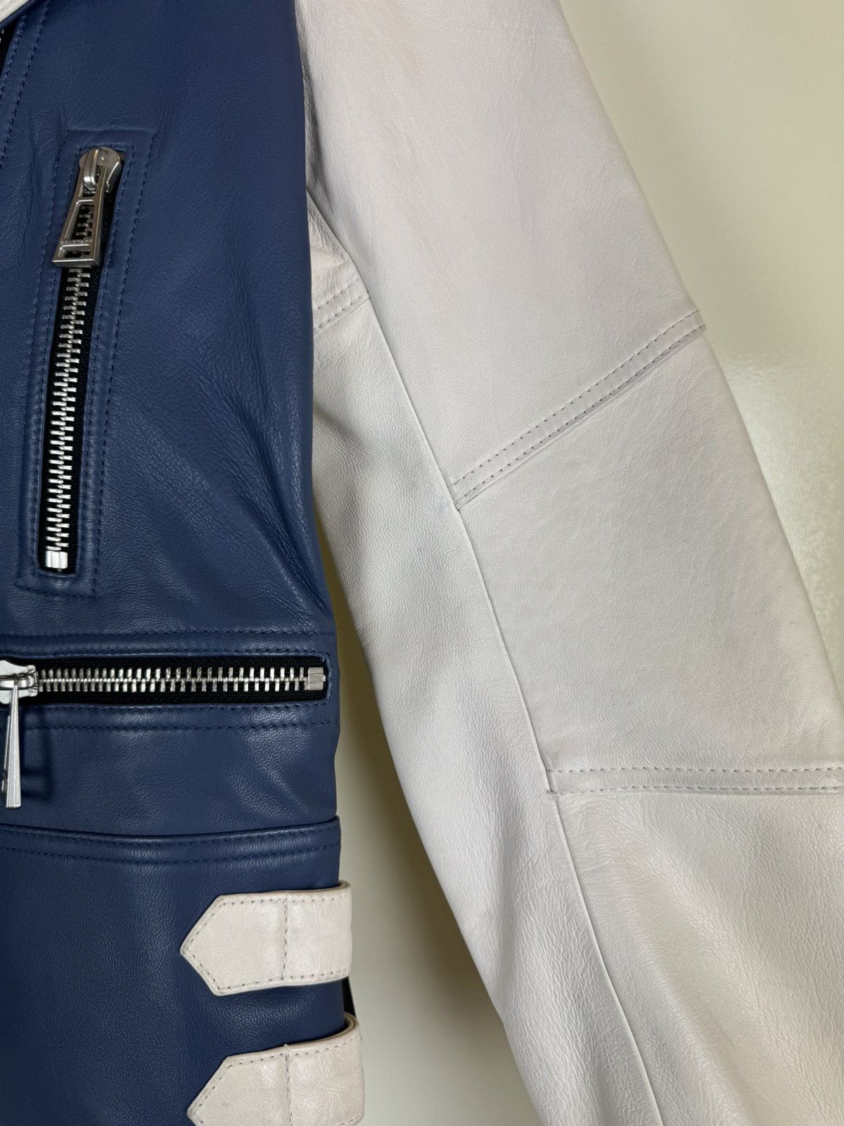 Belstaff Belstaff Devyn Bicolor blue white leather biker jacket RARE Size S / US 4 / IT 40 - 12 Thumbnail